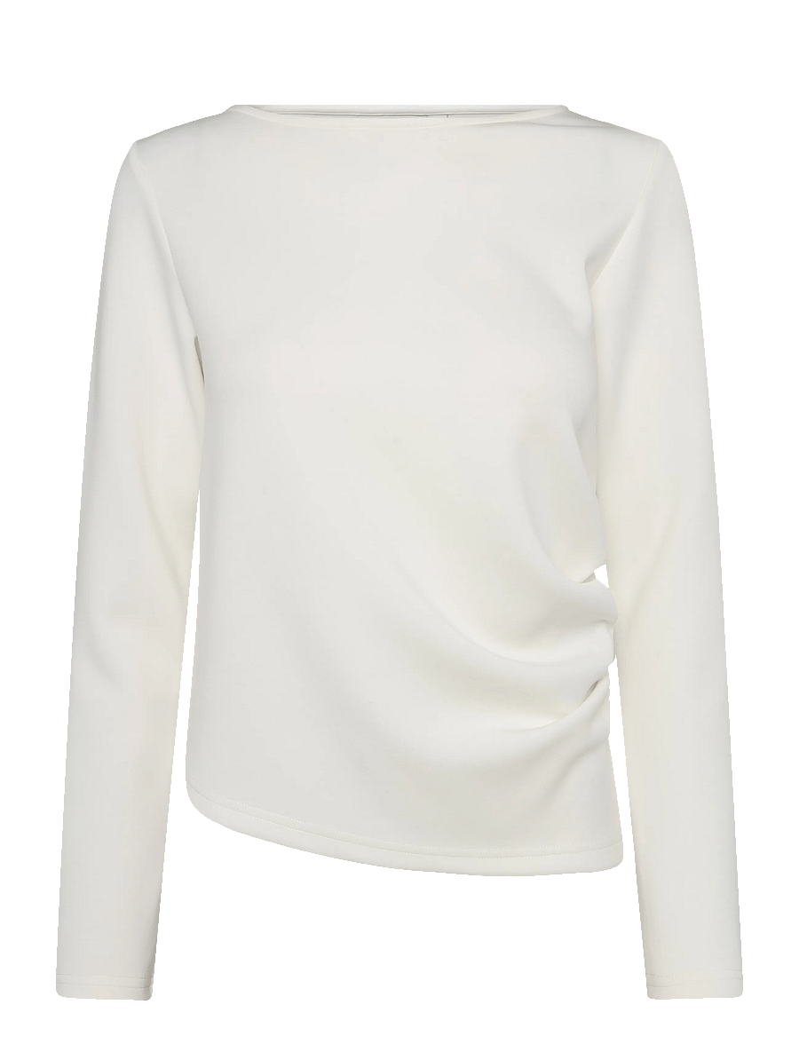 My Essential Wardrobe - MWHelle Asymmetric Blouse - långärmade blusar - snow white - 0