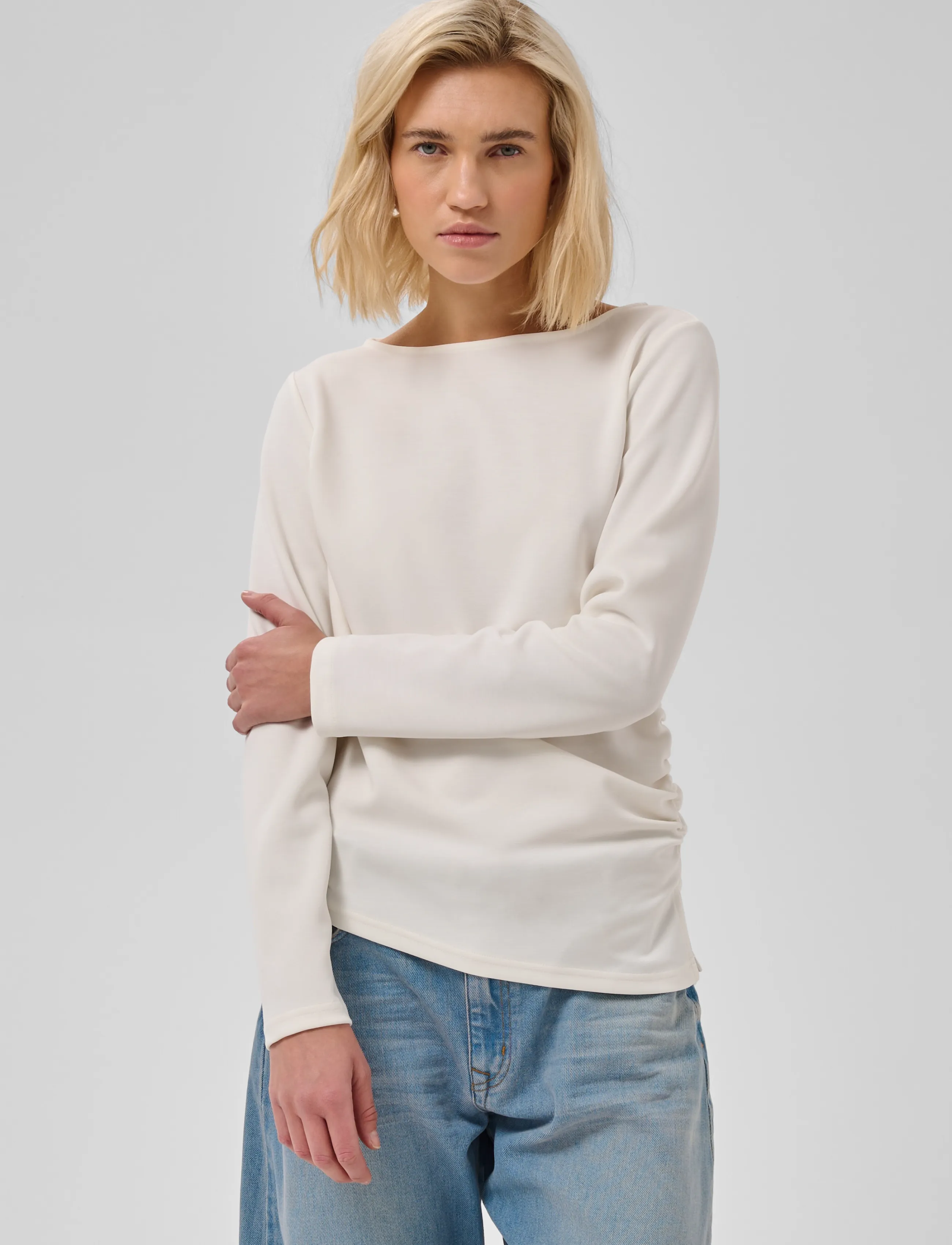 My Essential Wardrobe - MWHelle Asymmetric Blouse - långärmade blusar - snow white - 2