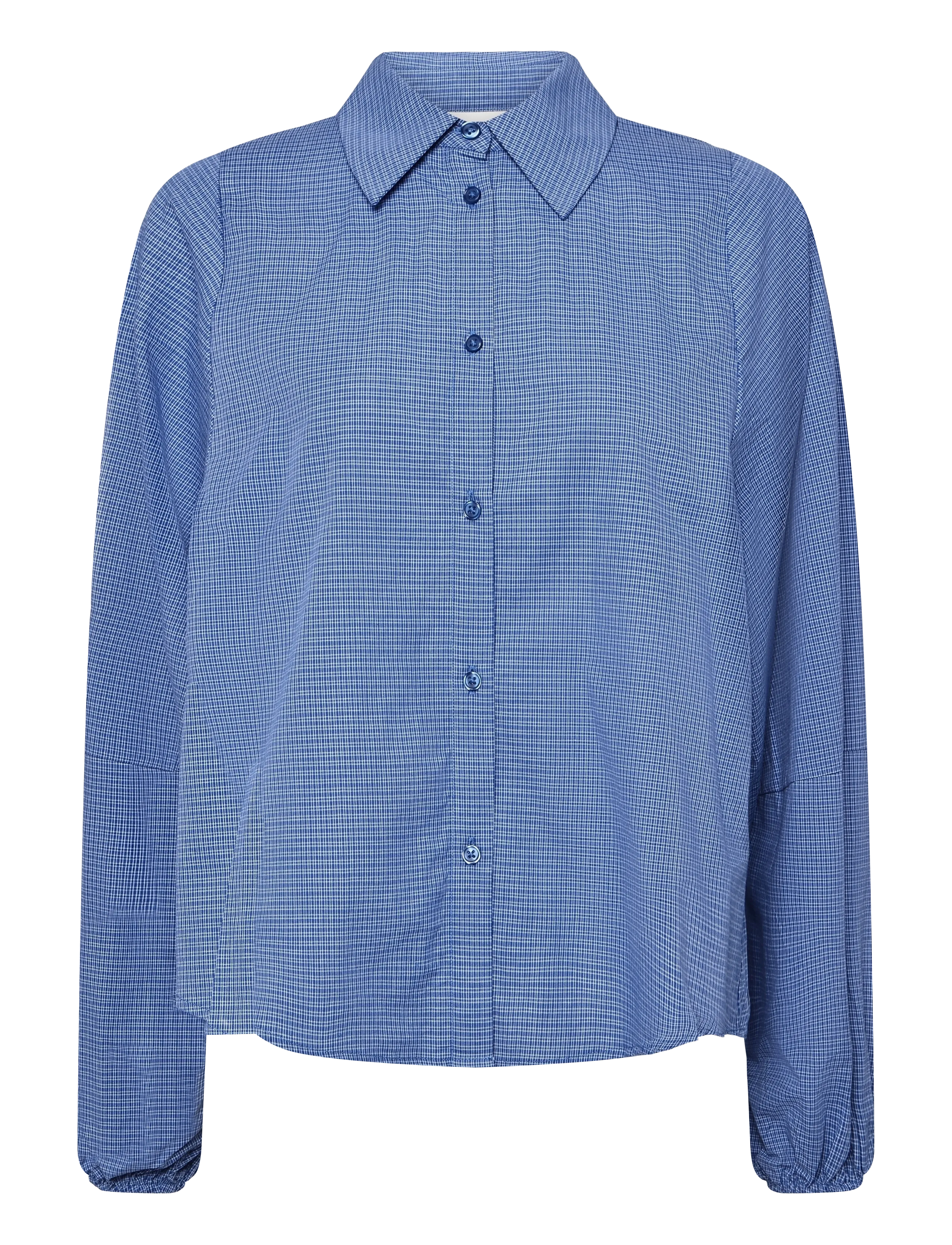 My Essential Wardrobe MWIlse Balloon Sleeve Shirt - Riided - CLEAR BLUE CHECK / blue