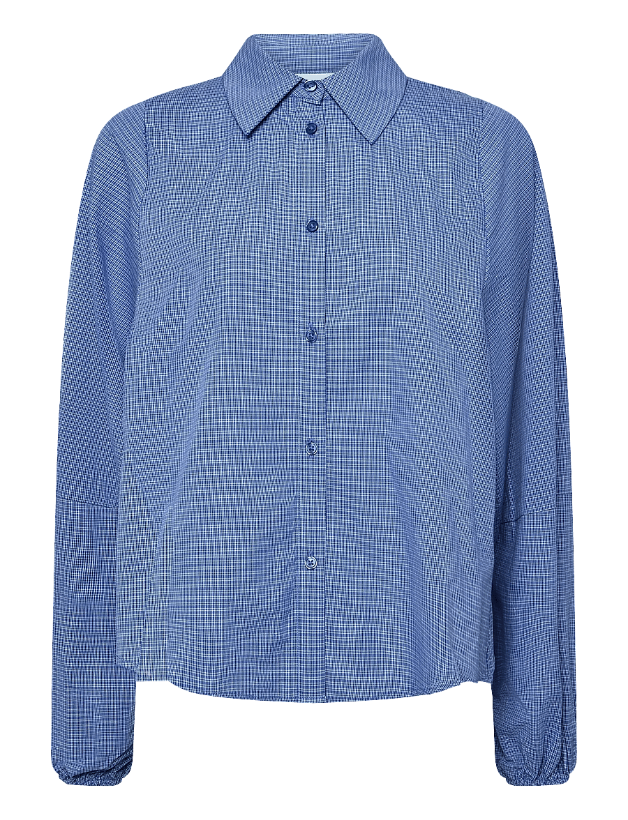 My Essential Wardrobe - MWIlse Balloon Sleeve Shirt - pikkade varrukatega särgid - clear blue check - 0
