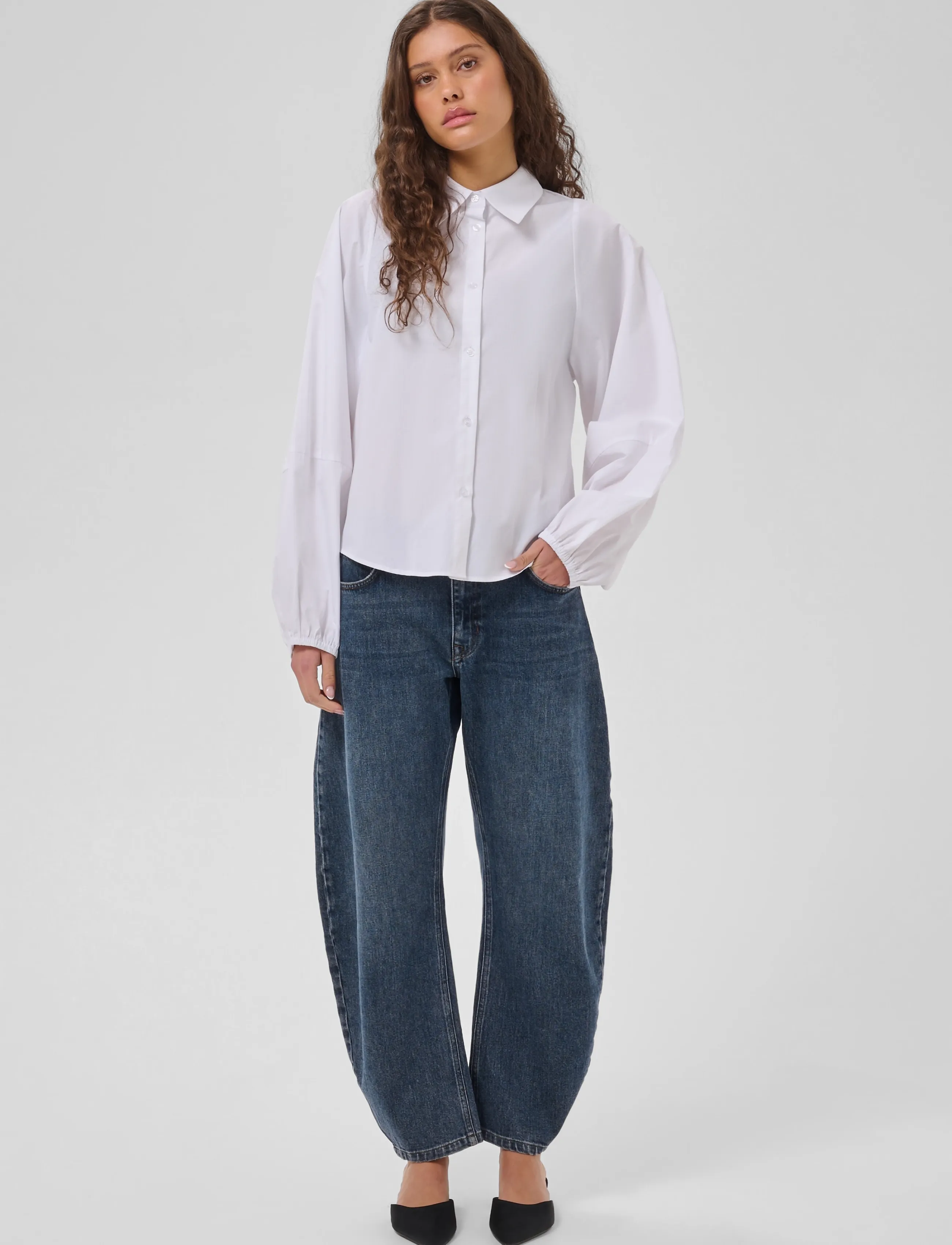 My Essential Wardrobe - MWSunna Balloon Sleeve Shirt - langærmede skjorter - bright white - 3
