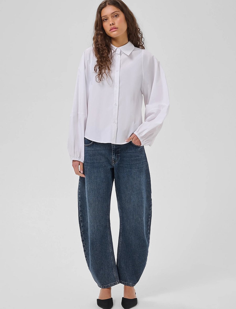 My Essential Wardrobe - MWSunna Balloon Sleeve Shirt - langærmede skjorter - bright white - 3