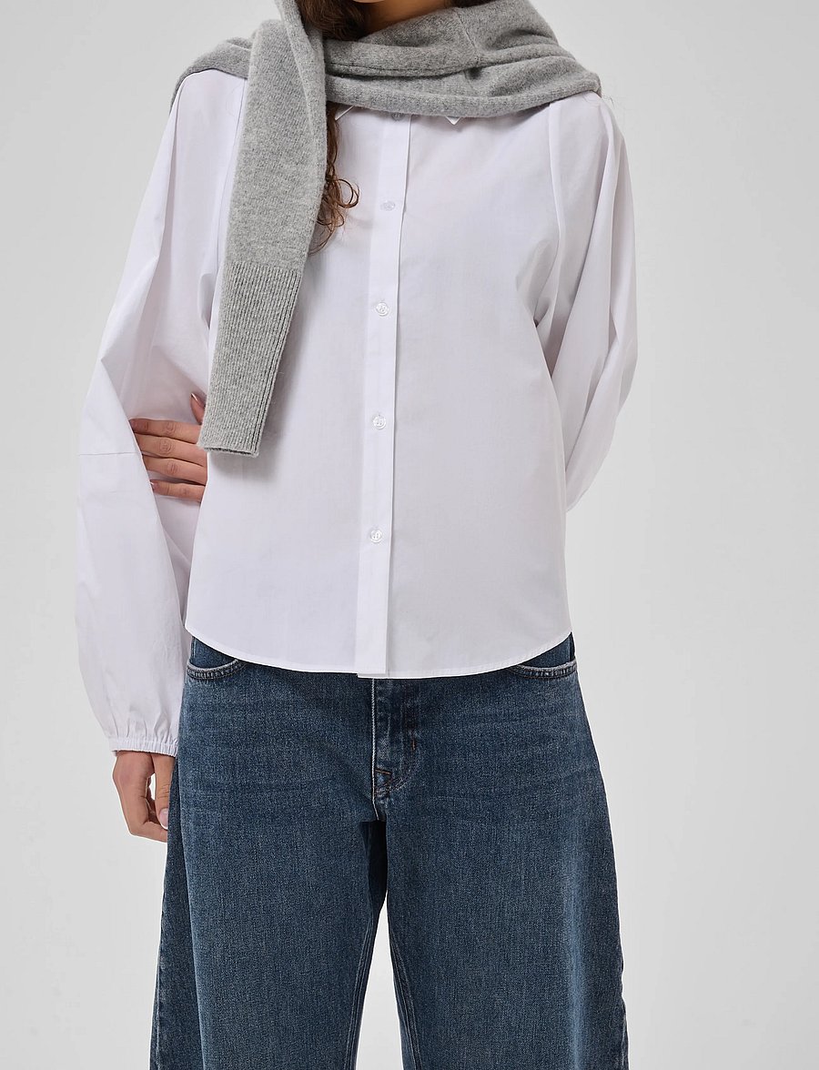 My Essential Wardrobe - MWSunna Balloon Sleeve Shirt - langærmede skjorter - bright white - 5