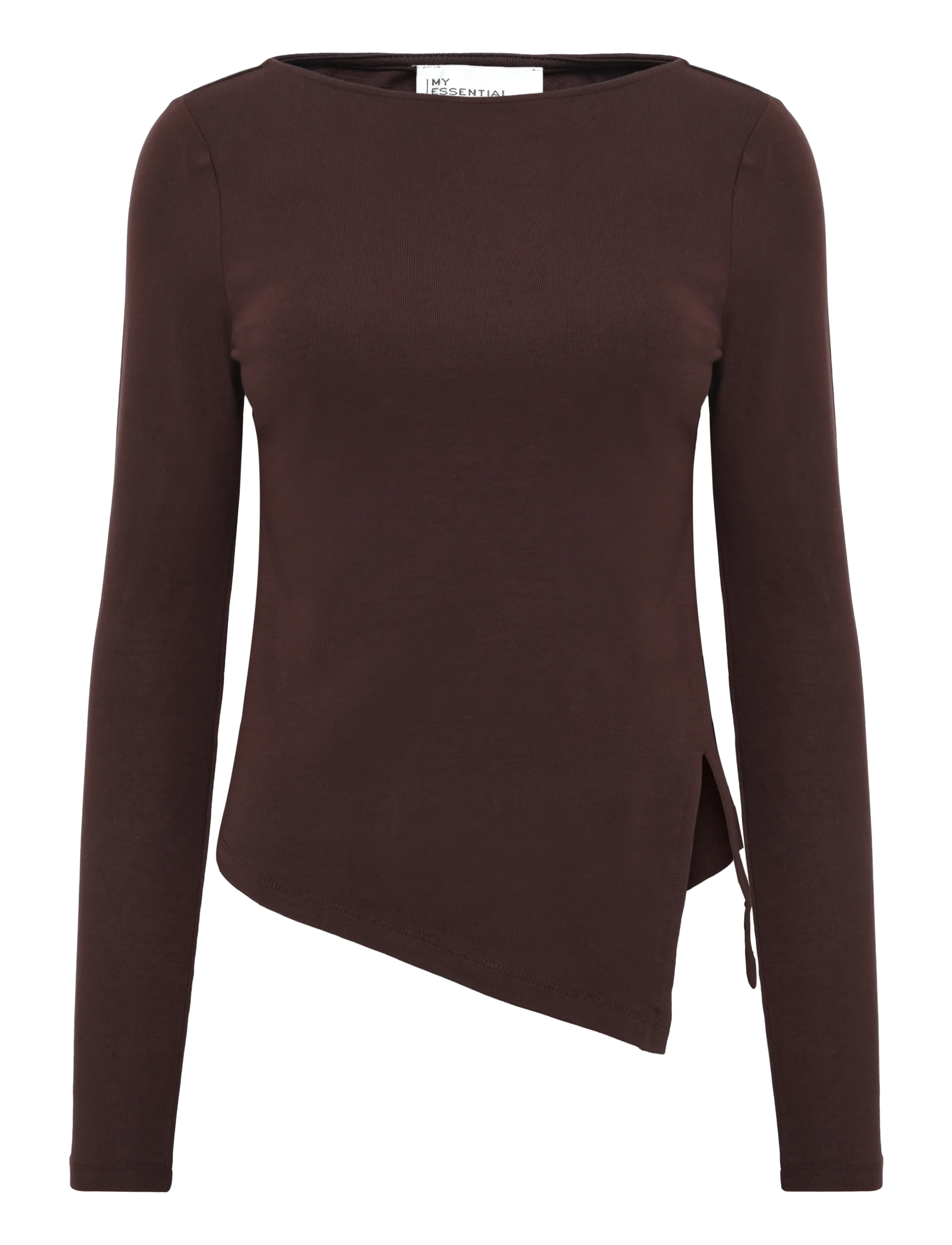 My Essential Wardrobe MWNupti Asymmetric Blouse - Langærmede bluser - DARK BROWN / brown
