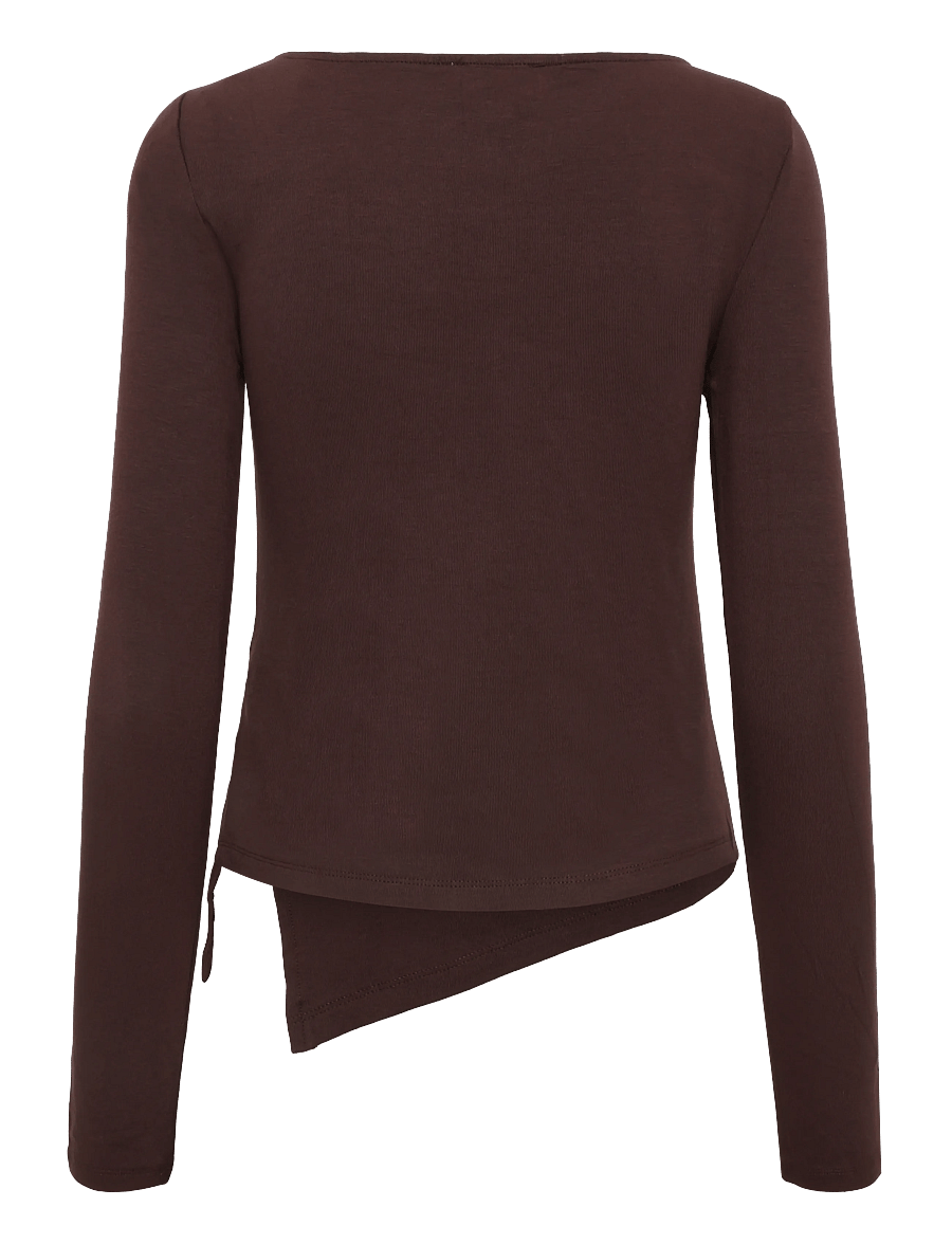 My Essential Wardrobe - MWNupti Asymmetric Blouse - langärmelige blusen - dark brown - 1