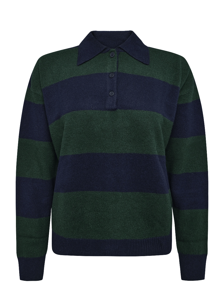 My Essential Wardrobe - MWJola Knit Polo Pullover - kampsunid - douglas w. navy stripe - 0