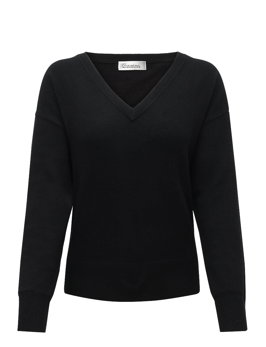 My Essential Wardrobe - MWJola V-Neck Knit Pullover - kampsunid - black - 0
