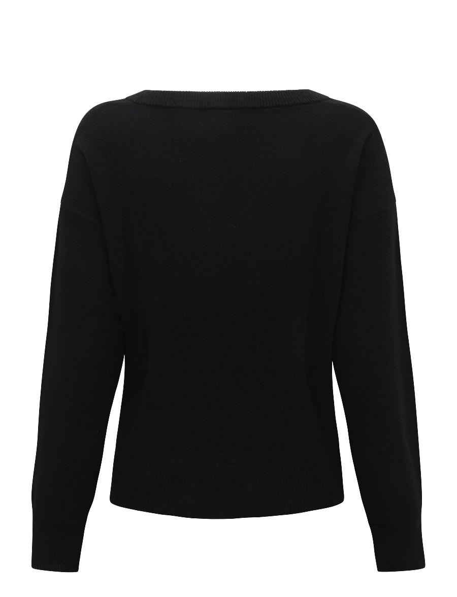 My Essential Wardrobe - MWJola V-Neck Knit Pullover - kampsunid - black - 1