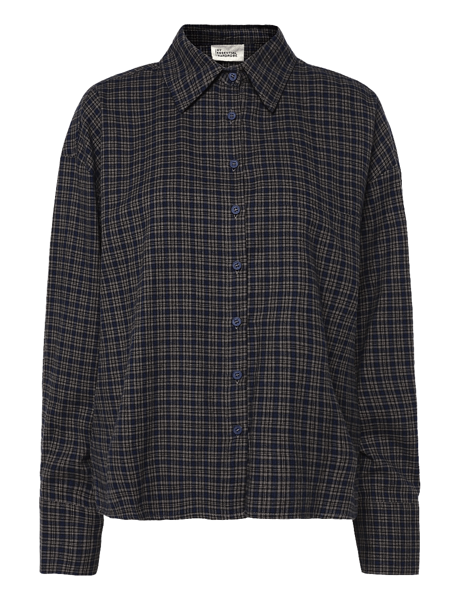 My Essential Wardrobe - MWLennie Boxy Check Shirt - långärmade skjortor - dark sapphire blue check - 0