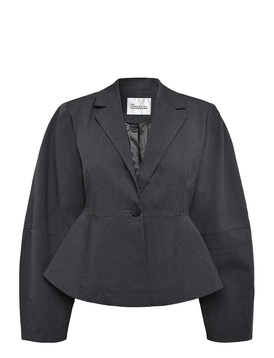 My Essential Wardrobe - MWEvie Shaped Blazer - cropped-blazer - dark grey melange - 0