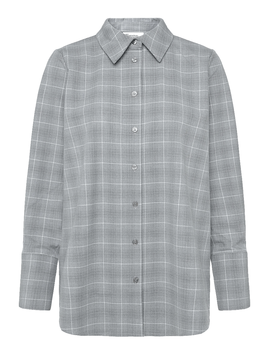 My Essential Wardrobe - MWAda Vitta Shirt - langærmede skjorter - light grey check - 0