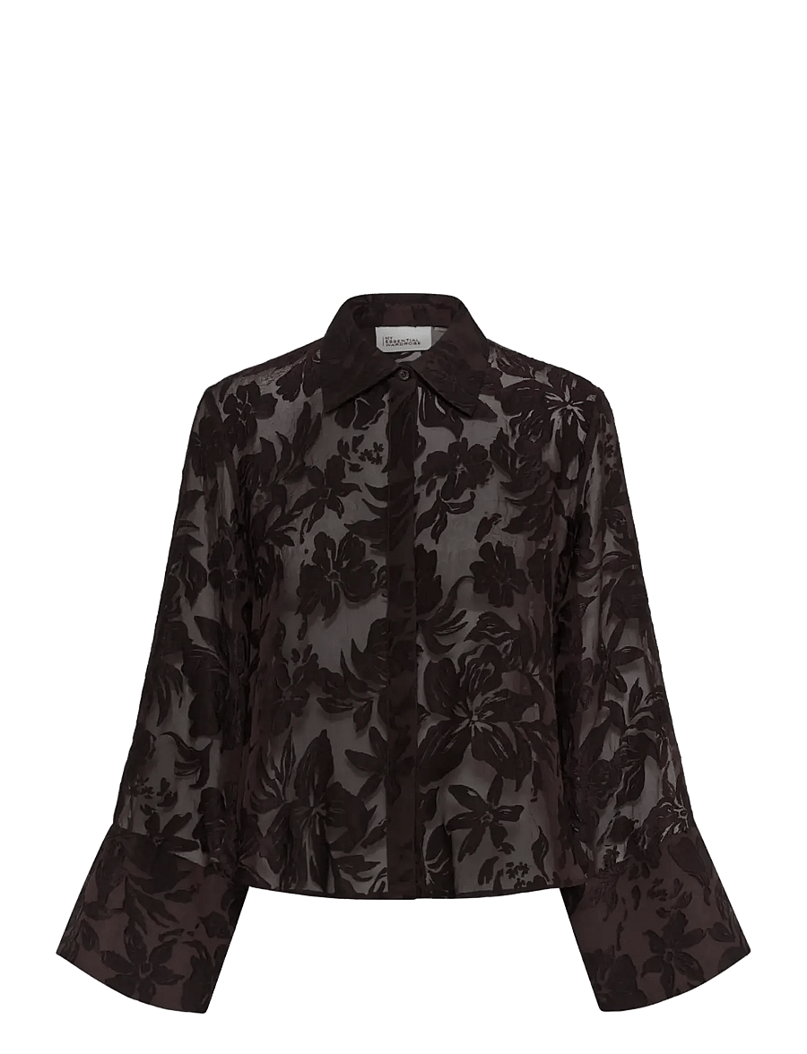 My Essential Wardrobe - MWEnya Boxy Shirt - long-sleeved shirts - chocolate plum burn out - 0
