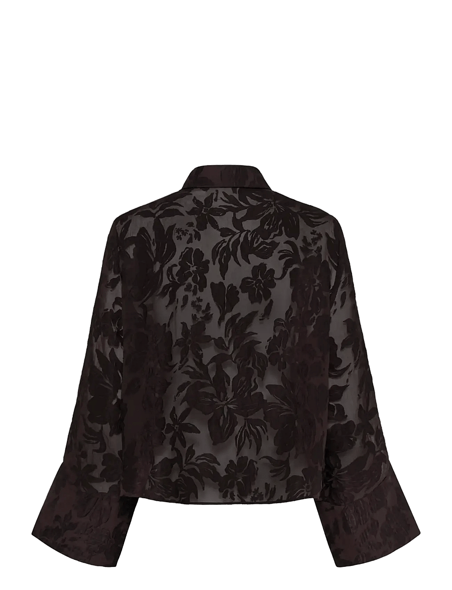 My Essential Wardrobe - MWEnya Boxy Shirt - long-sleeved shirts - chocolate plum burn out - 1