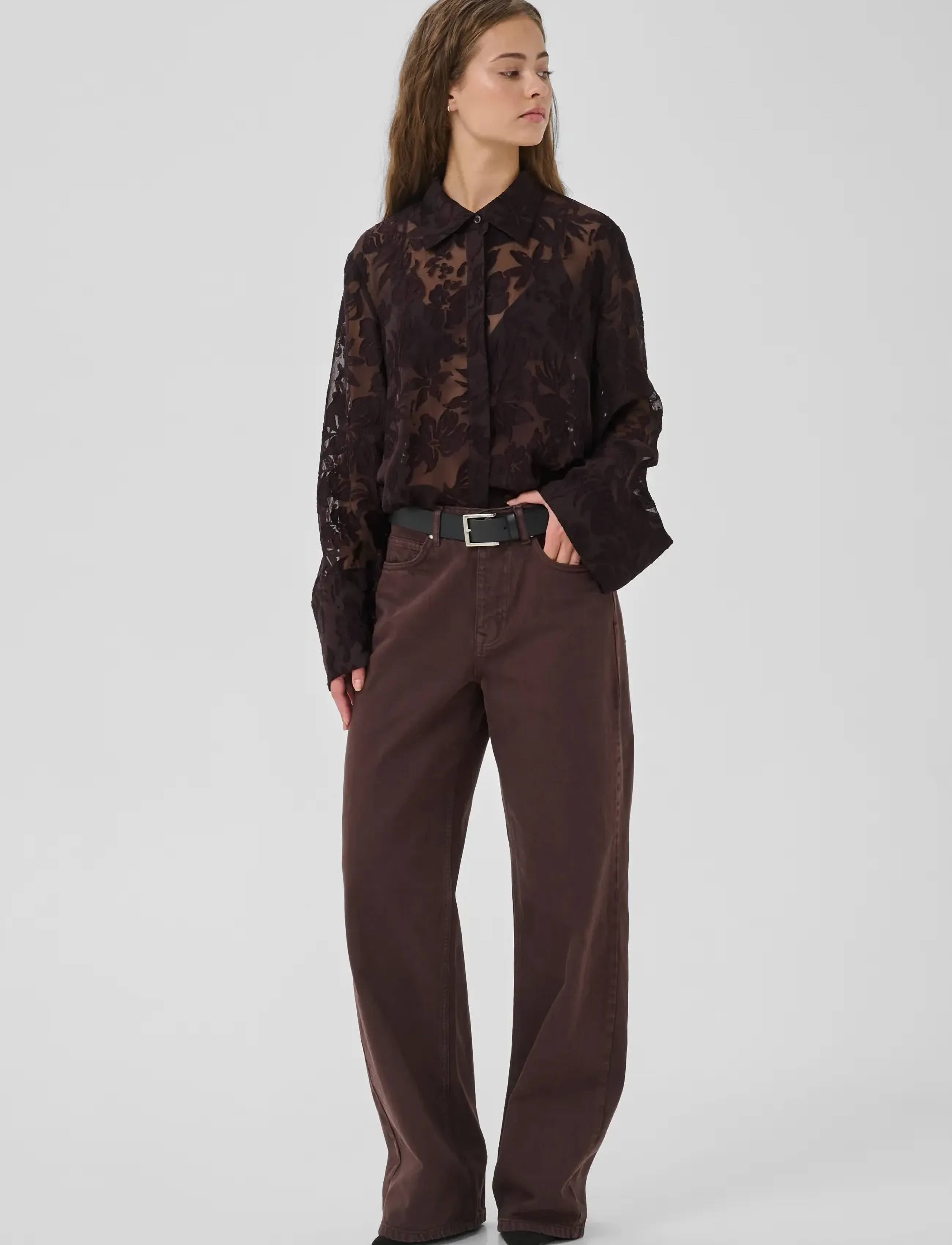 My Essential Wardrobe - MWEnya Boxy Shirt - chocolate plum burn out - 3