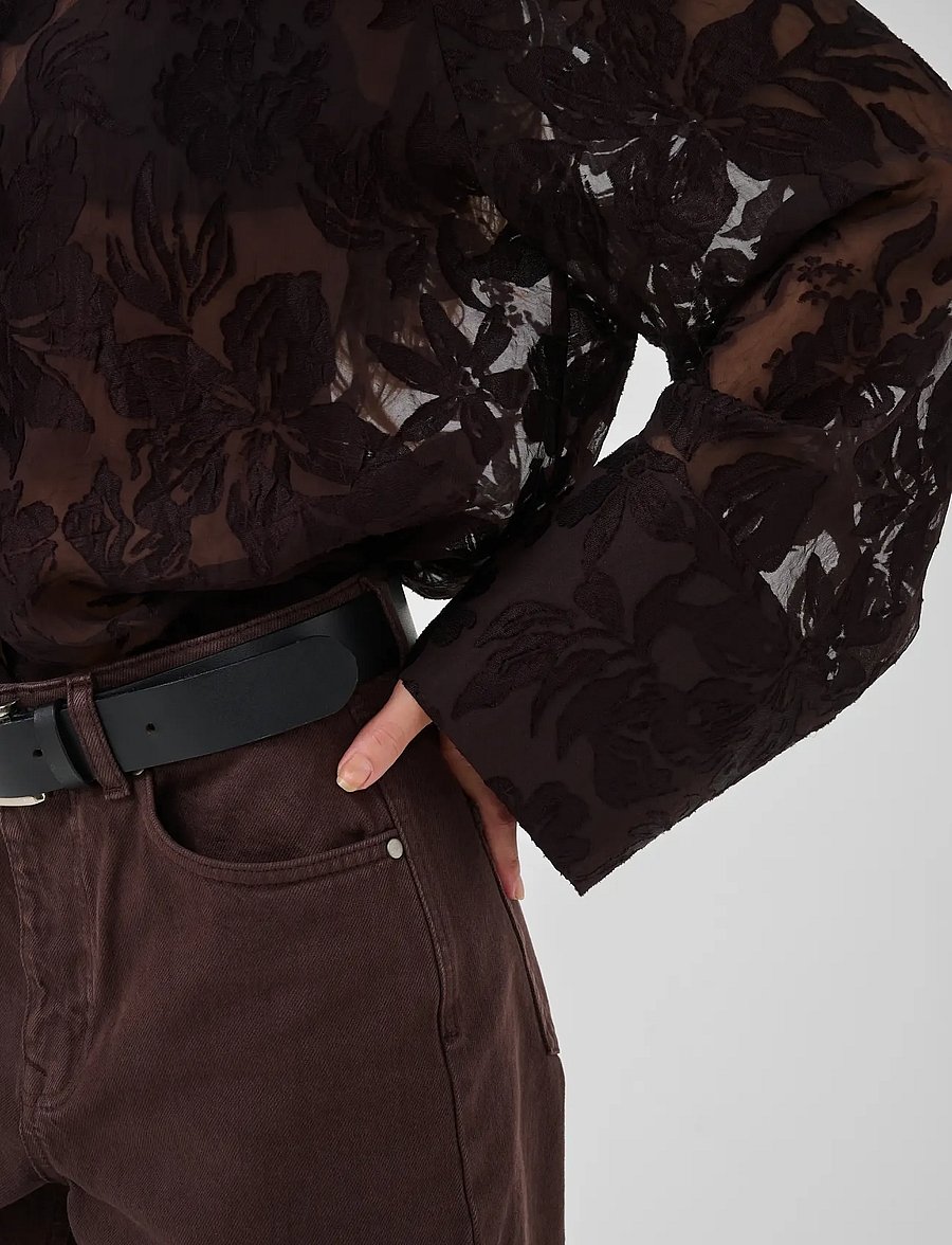 My Essential Wardrobe - MWEnya Boxy Shirt - long-sleeved shirts - chocolate plum burn out - 5