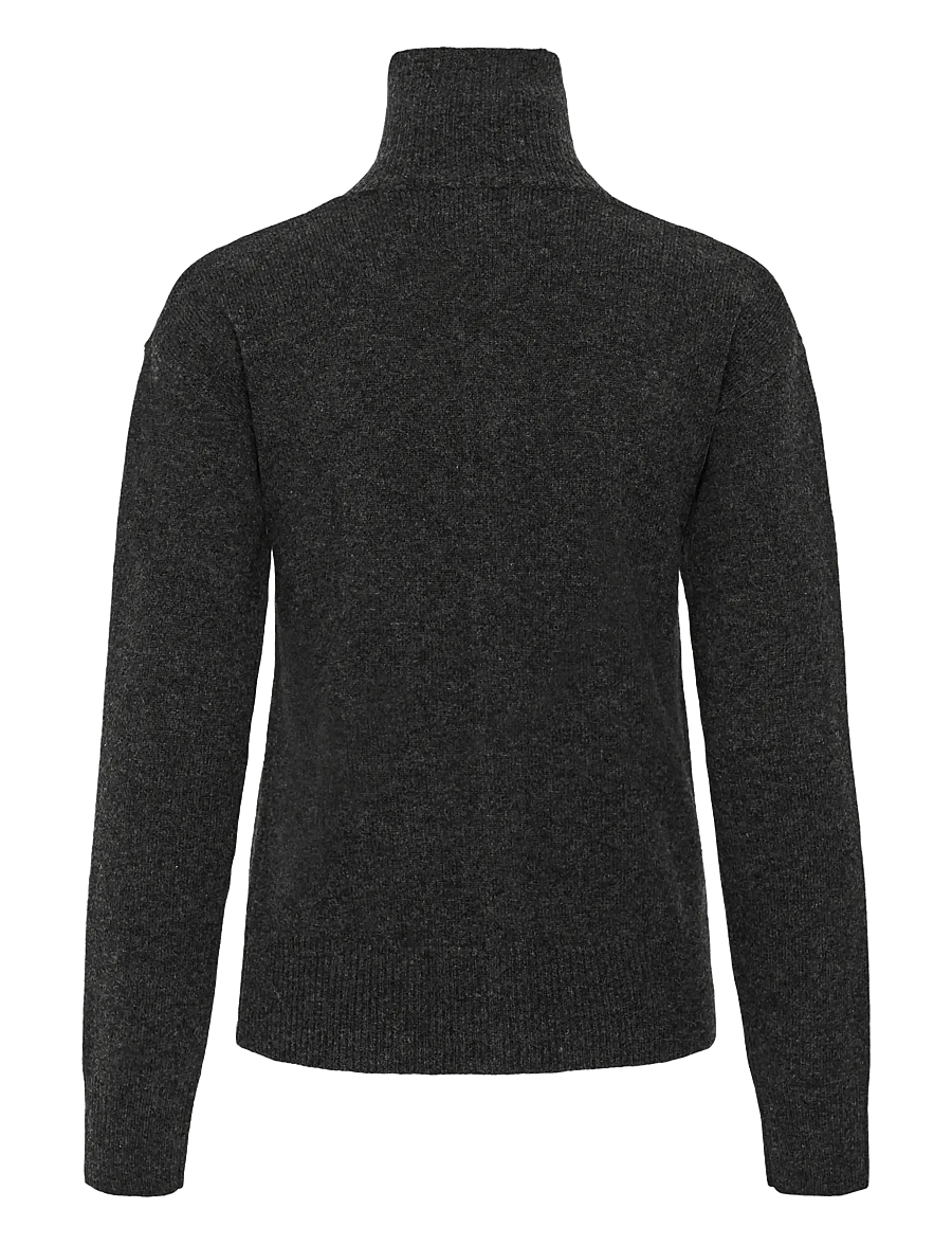My Essential Wardrobe - MWTracy Knit Rollneck Cardigan - kardiganid - dark grey melange - 1