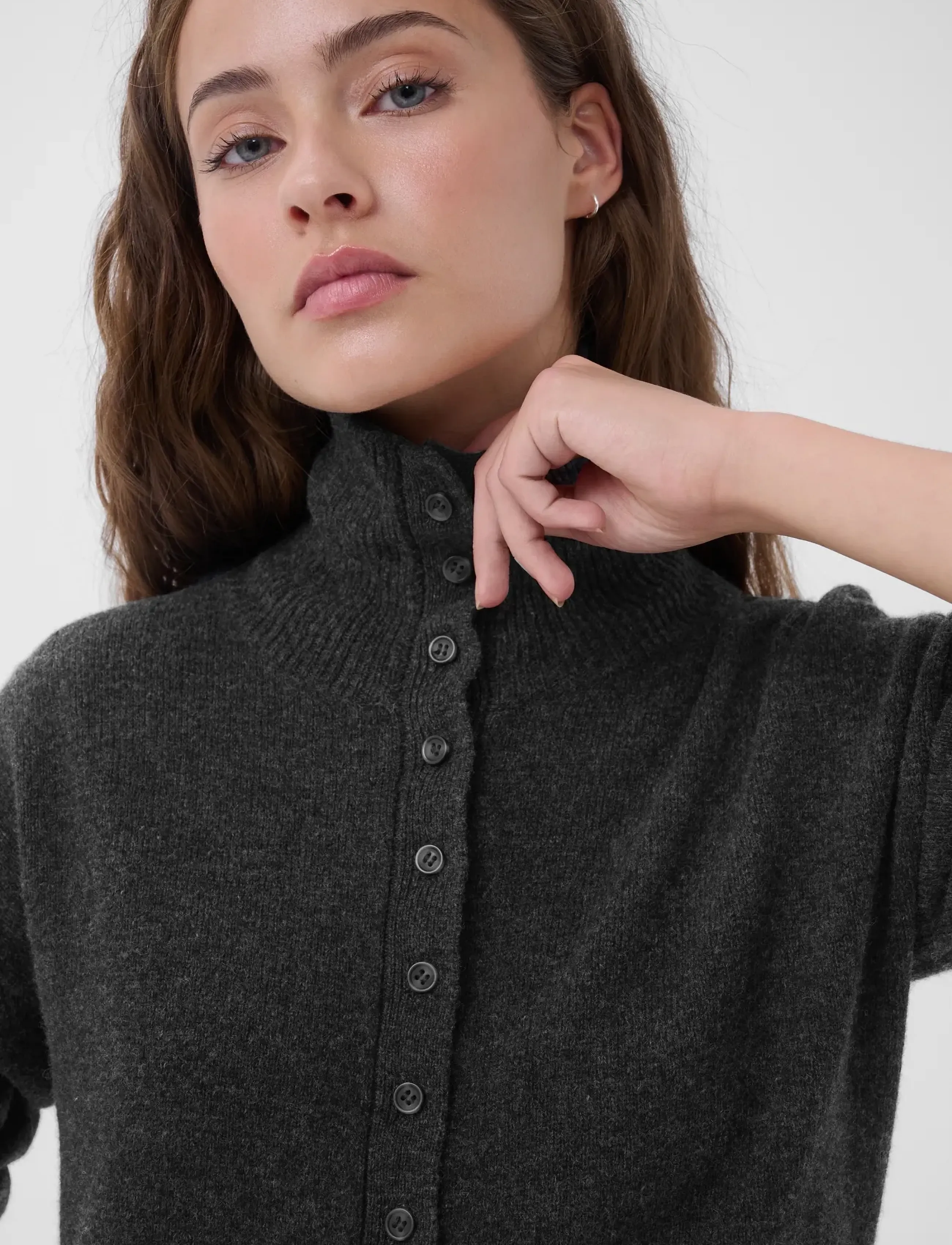 My Essential Wardrobe - MWTracy Knit Rollneck Cardigan - dark grey melange - 5