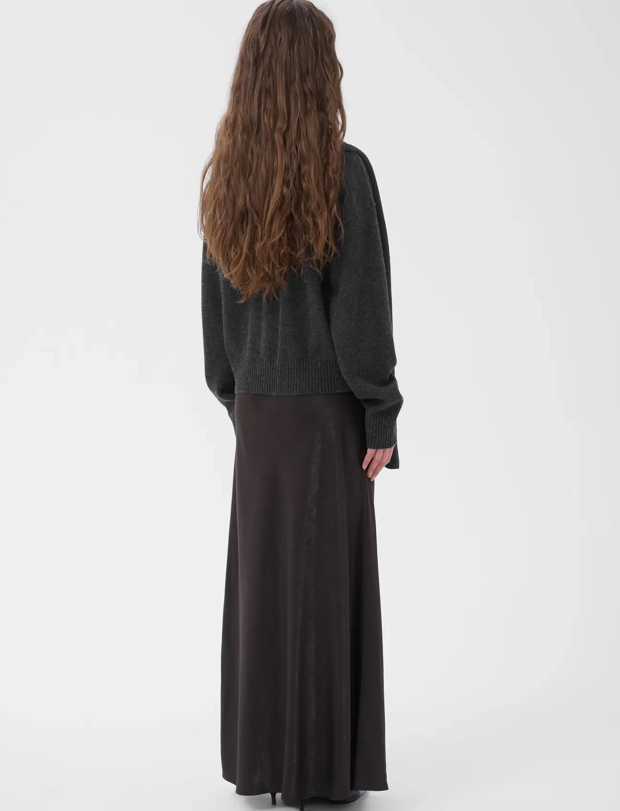 My Essential Wardrobe - MWTracy Knit Scarf Pullover - stickade tröjor - dark grey melange - 4