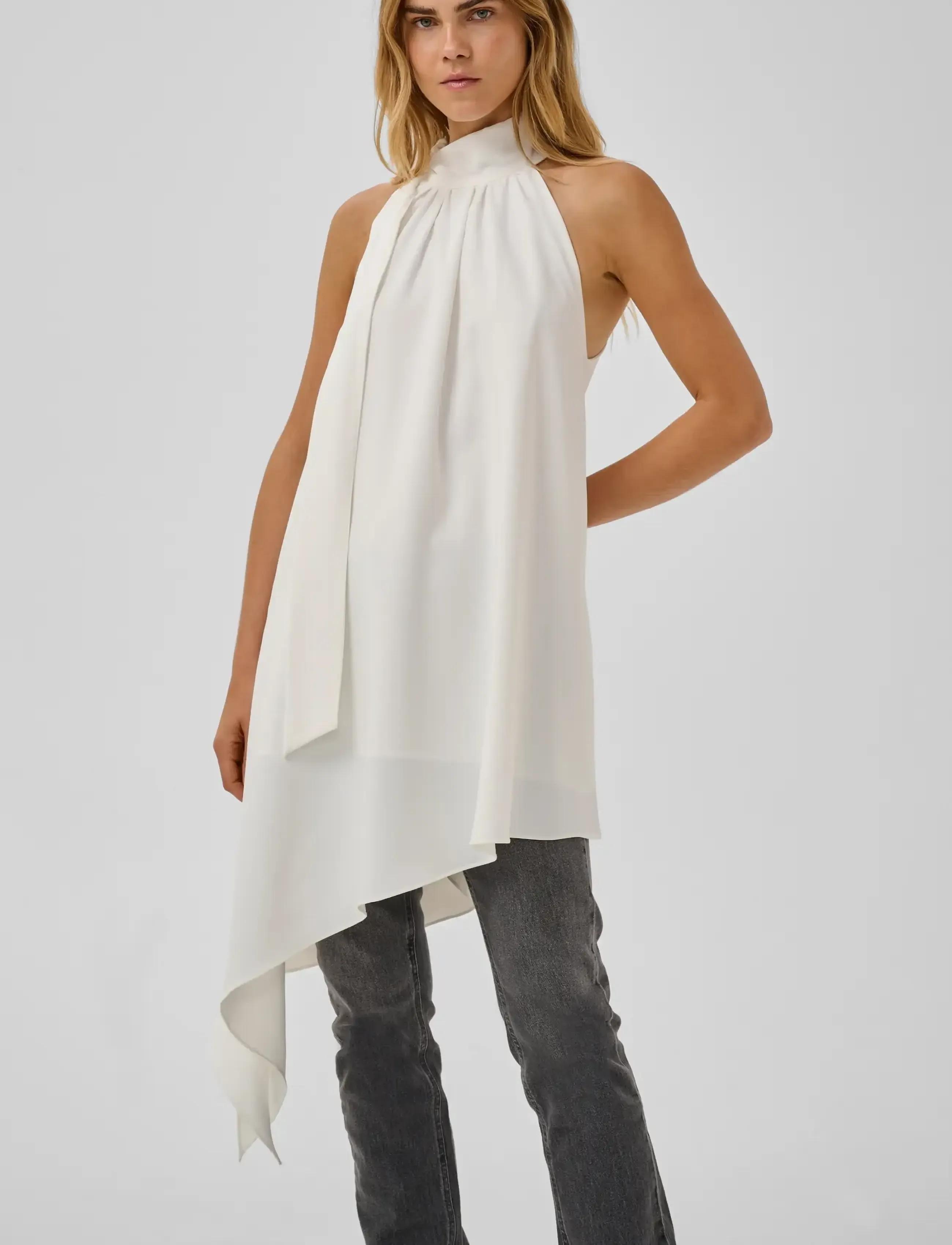 My Essential Wardrobe - MWMille Asymmetric Dress - snow white - 2