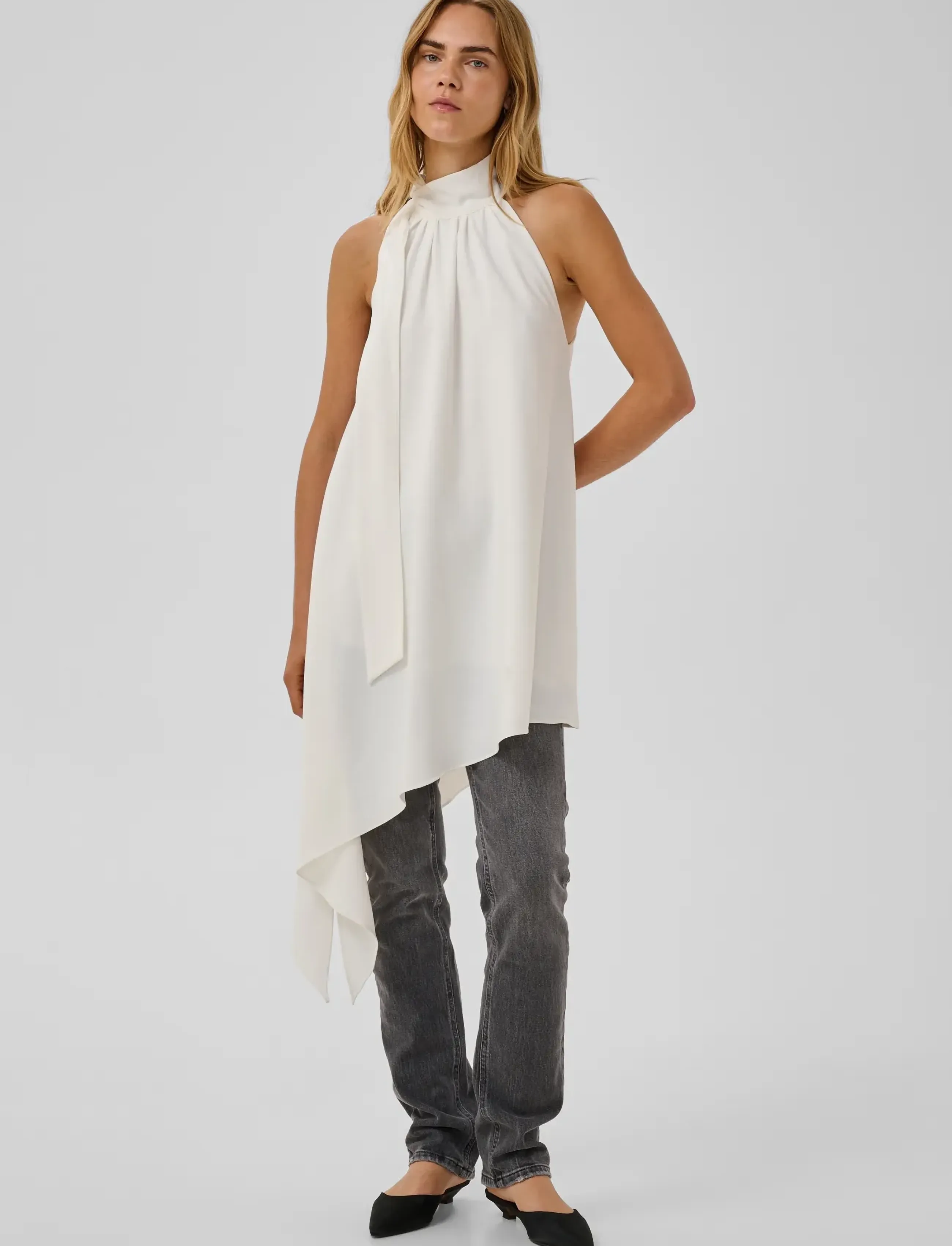 My Essential Wardrobe - MWMille Asymmetric Dress - snow white - 3