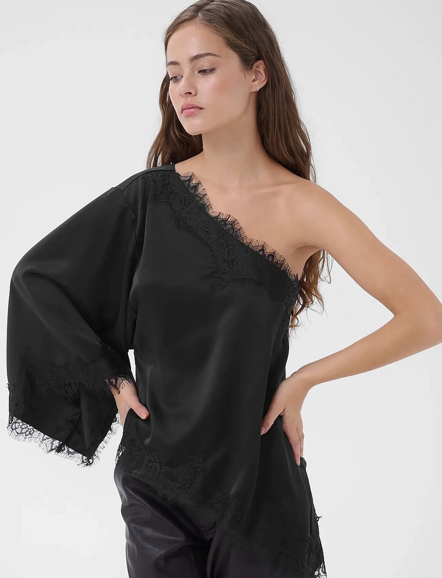 My Essential Wardrobe - MWBrenda Asymmetric Blouse - kortärmade blusar - black - 2