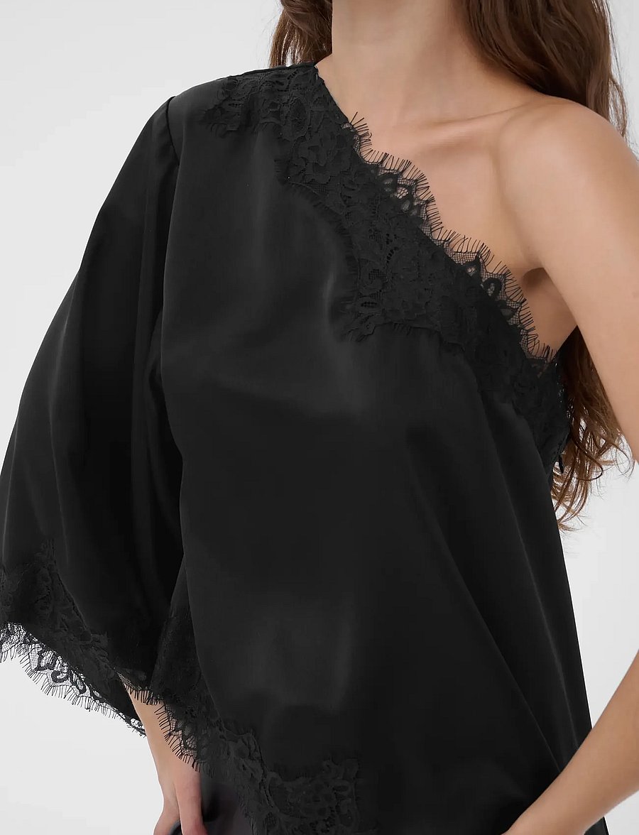 My Essential Wardrobe - MWBrenda Asymmetric Blouse - kortärmade blusar - black - 5