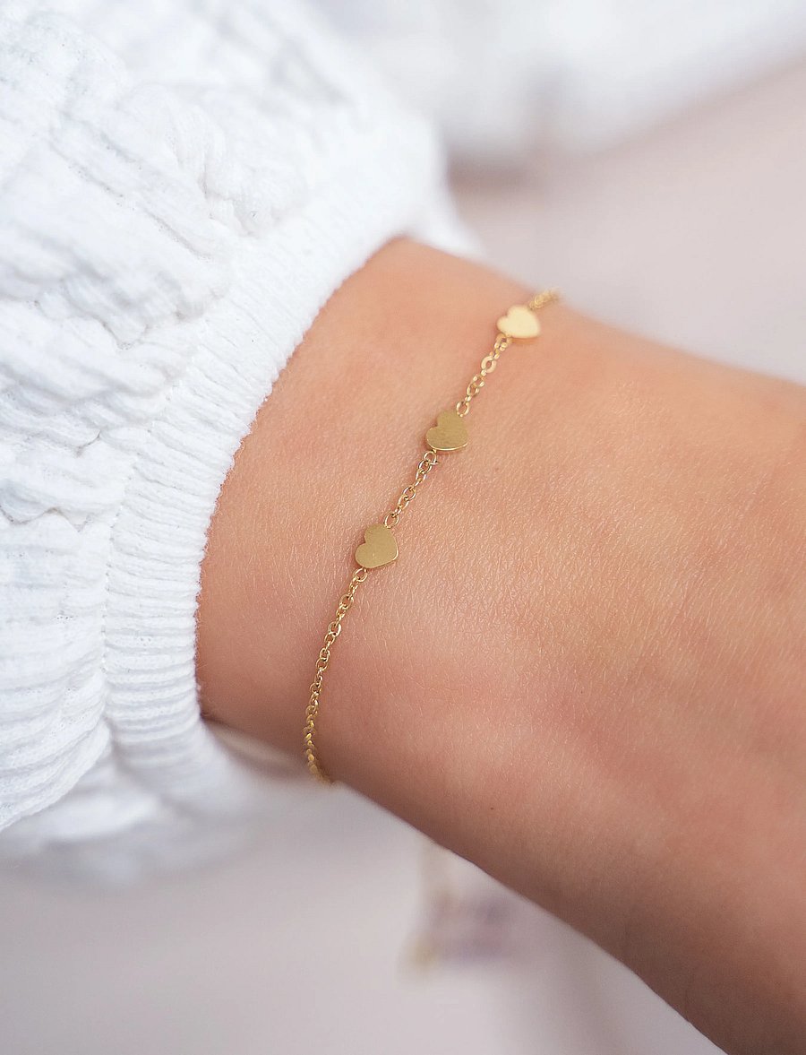 My Jewellery - Bracelet with three hearts graduation - grandinėlės ant rankos - gold - 3