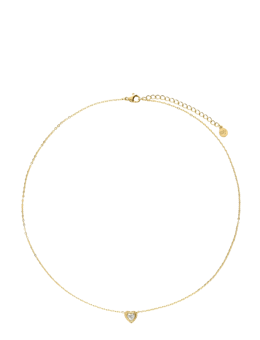 My Jewellery - Necklace heart rhinestones - kedjehalsband - gold - 0