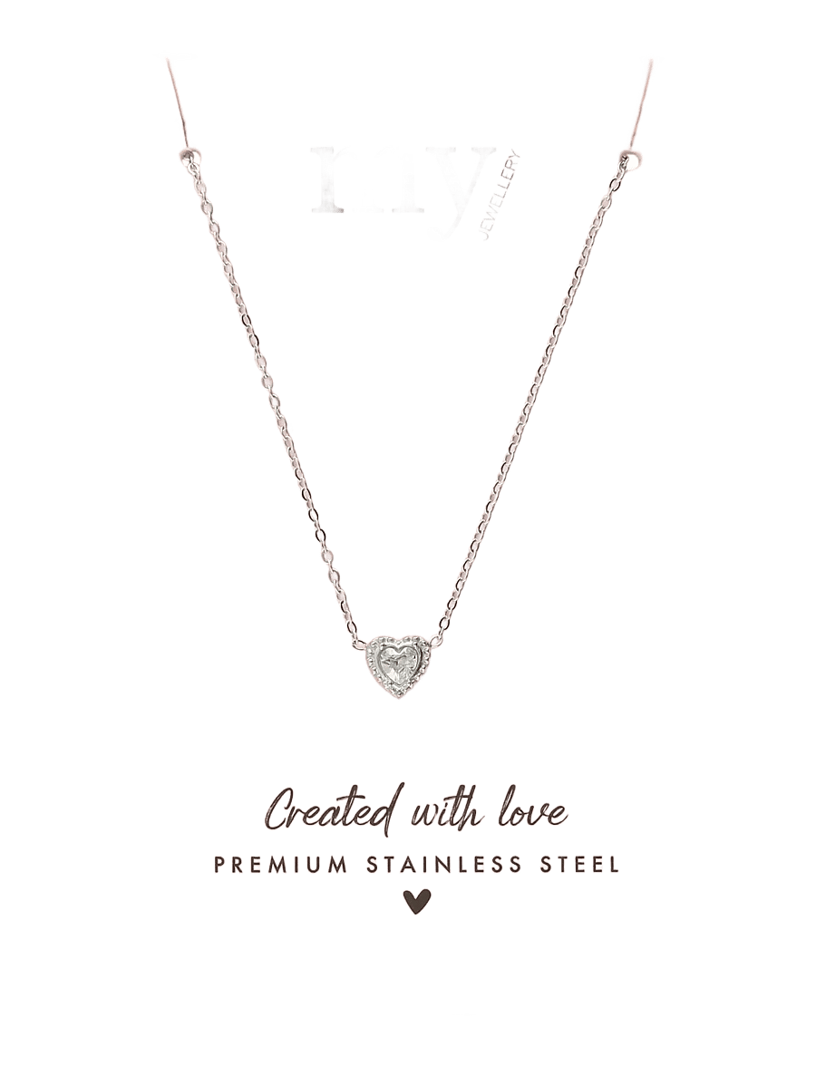 My Jewellery - Necklace heart rhinestones - ketten mit anhänger - silver - 1