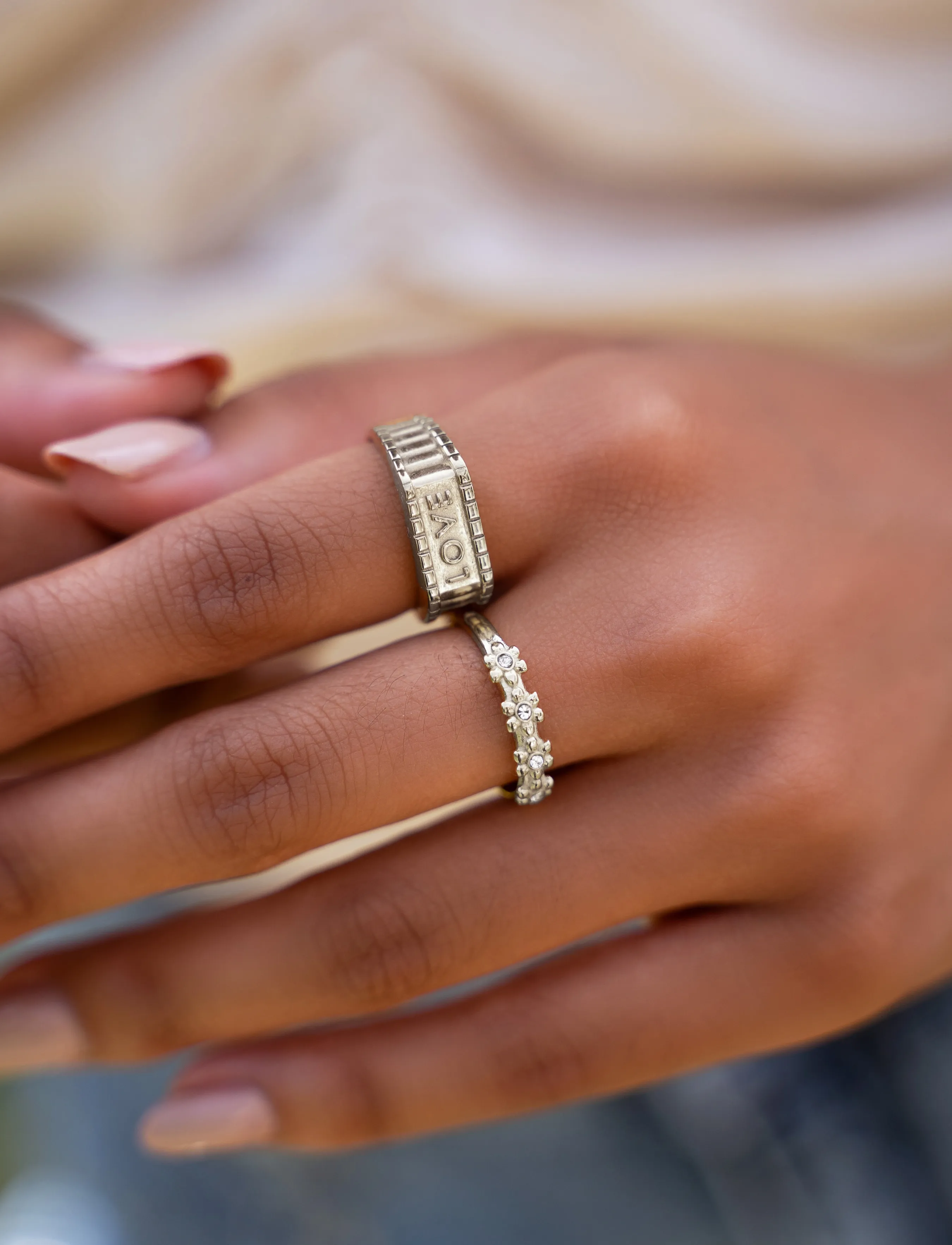 My Jewellery Ring Flowers With Stone, One Size, Jewellery, Silber - Rings, Frauen