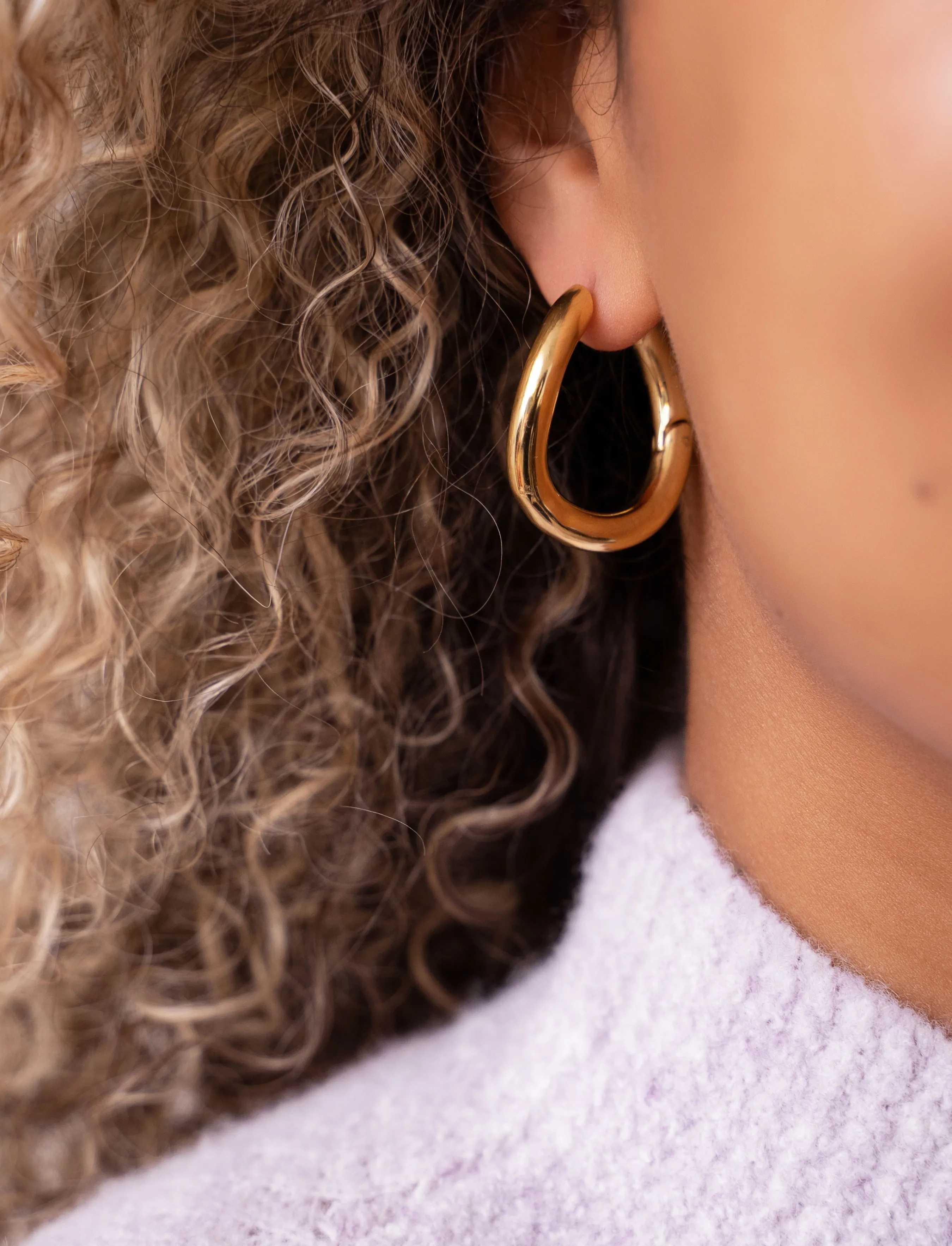 My Jewellery Earrings Chunky Chain Hoops, One Size, Earrings, Gold - Frauen