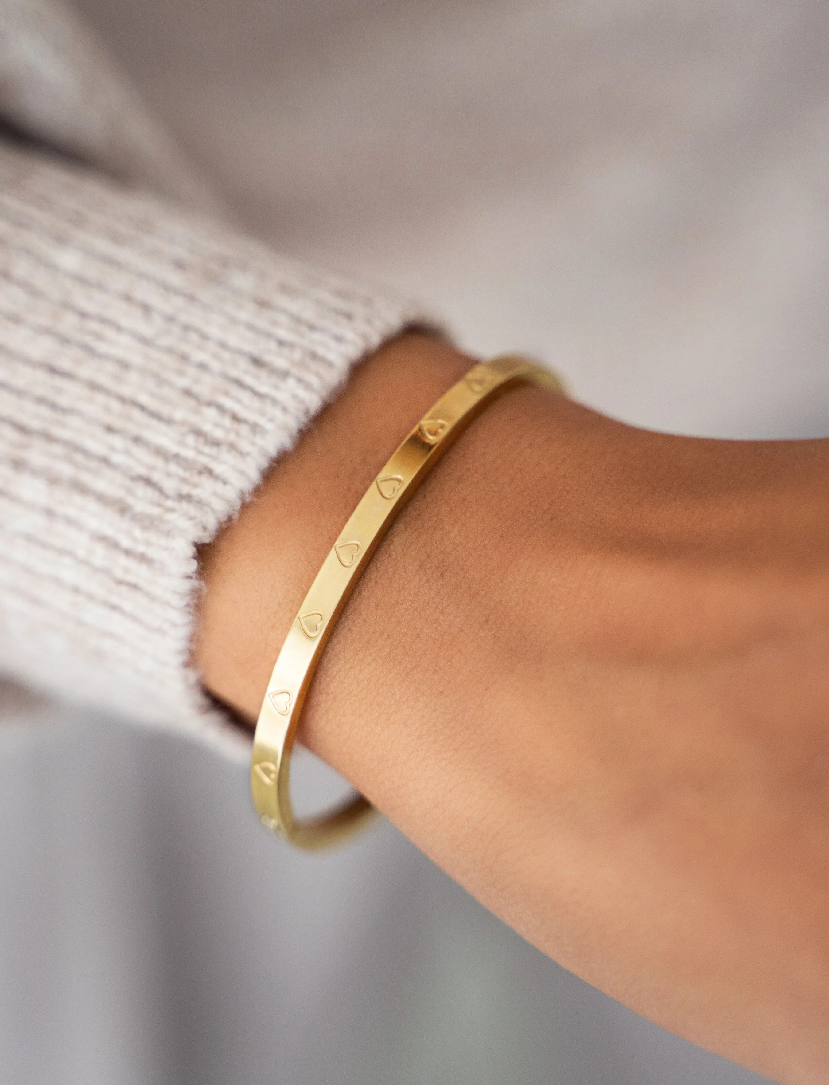 My Jewellery Bangle Engraved Hearts, One Size, Bracelets, Gold - Bangles, Frauen