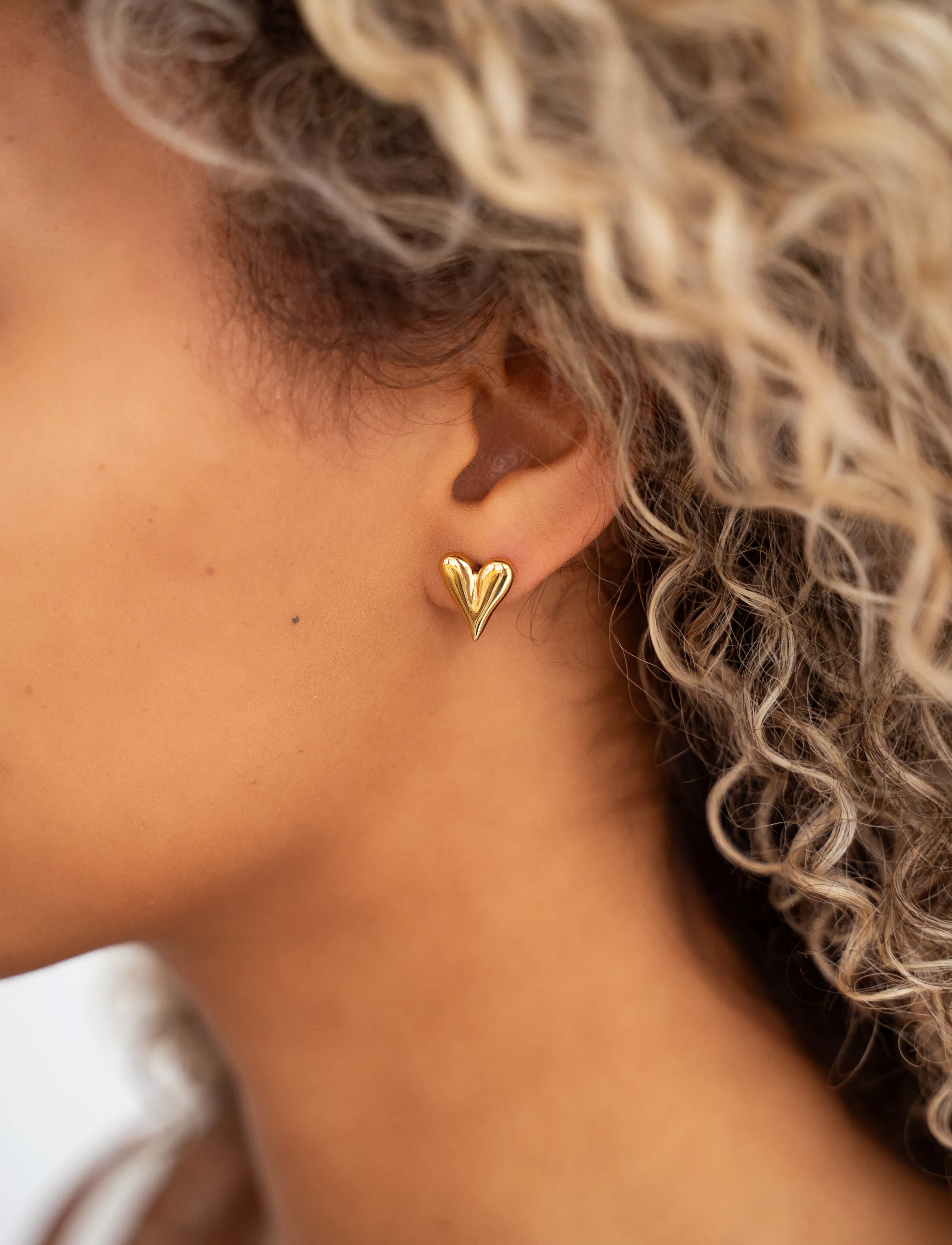 My Jewellery Ear Studs Heart, One Size, Earrings, Gold - Studs, Frauen