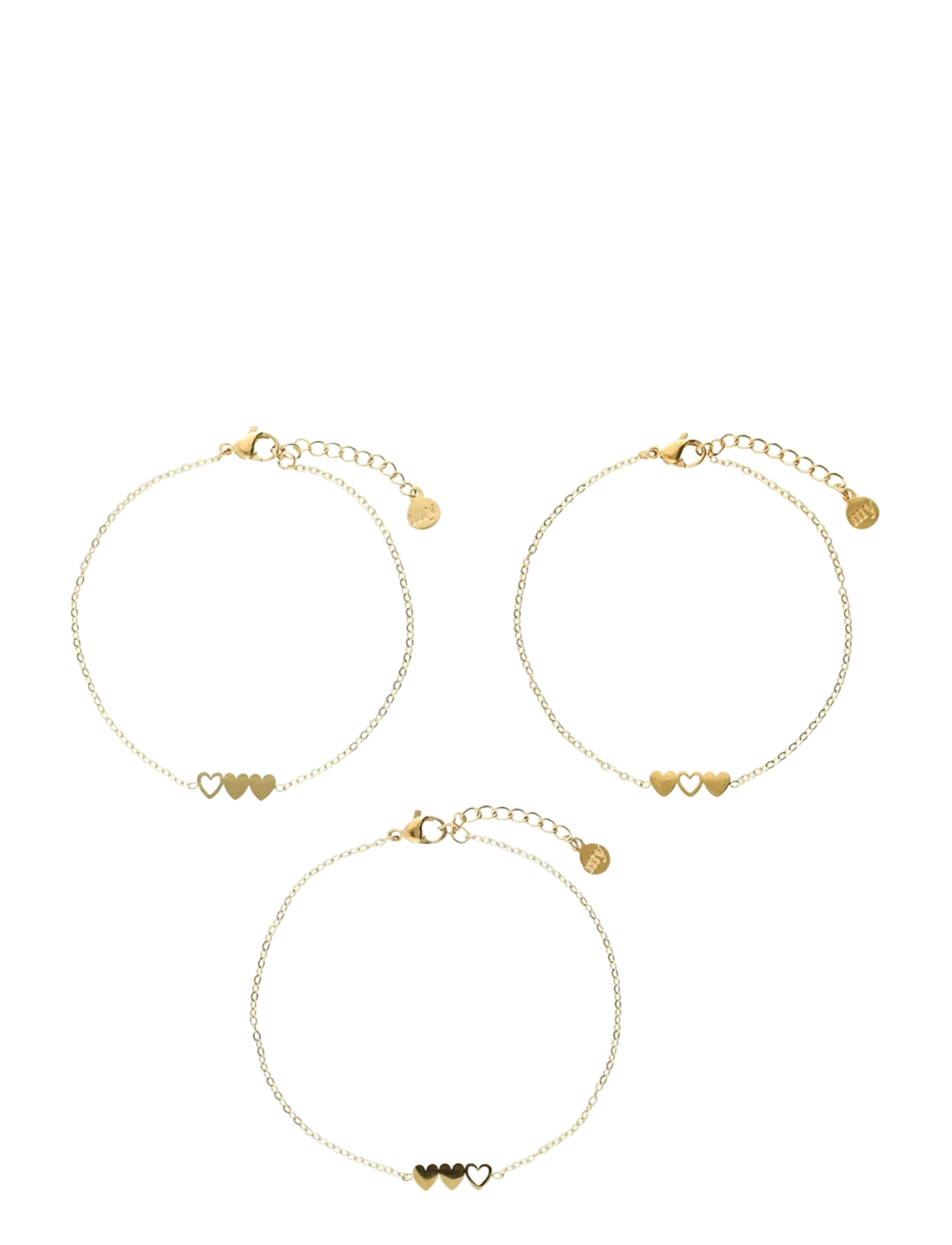 My Jewellery Bracelet Set 3 Hearts, One Size, Bracelets, Gold - Chain Frauen