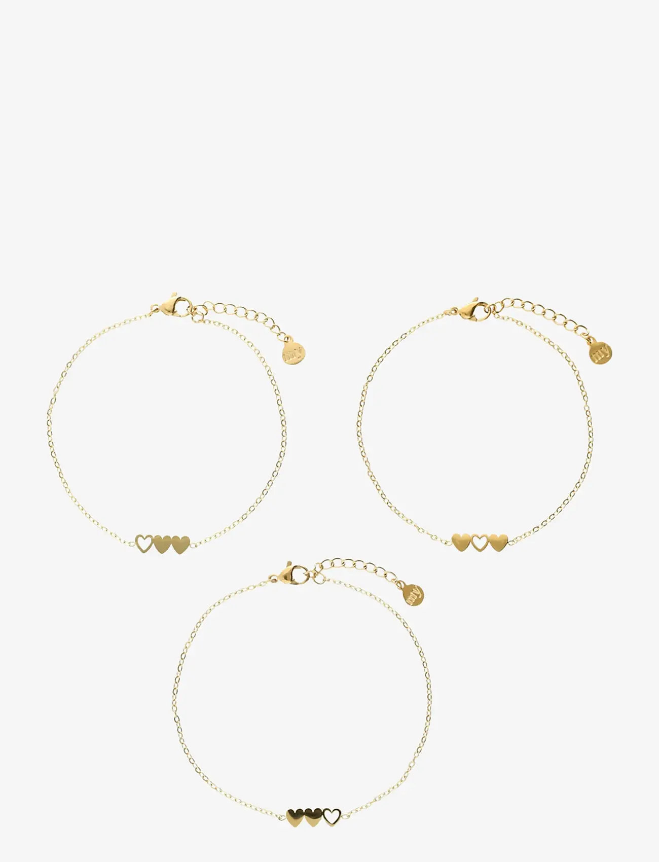 My Jewellery - Bracelet set 3 hearts - kedjearmband - gold - 0