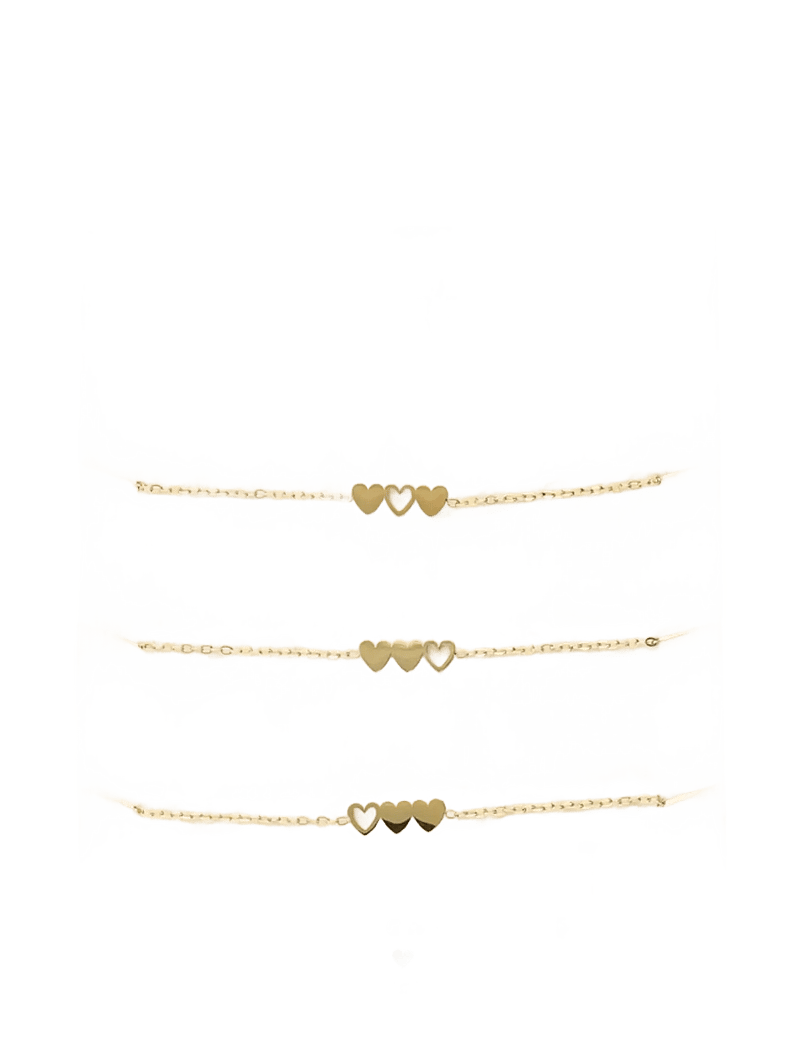 My Jewellery - Bracelet set 3 hearts - kedjearmband - gold - 1