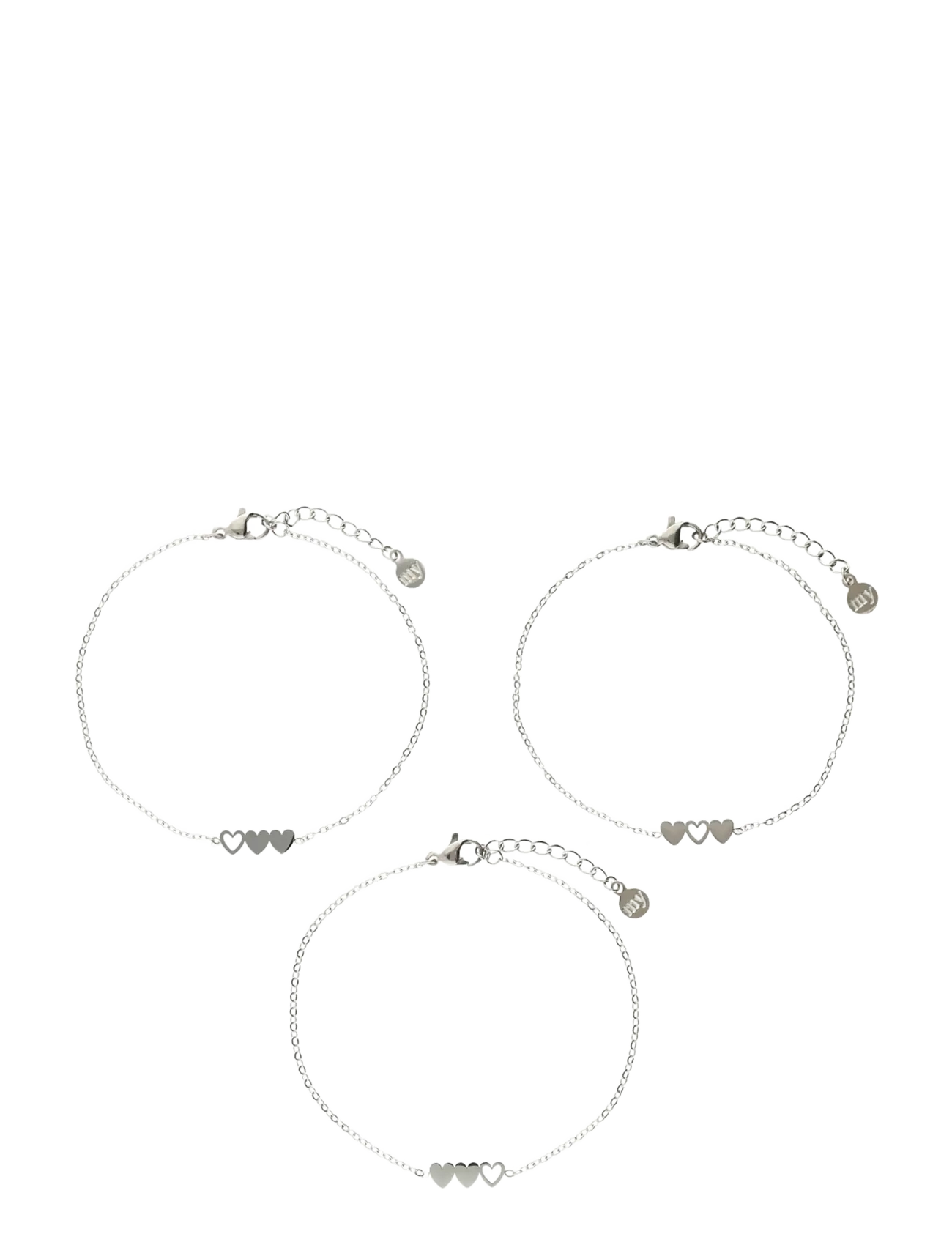 Bracelet set 3 hearts - SILVER