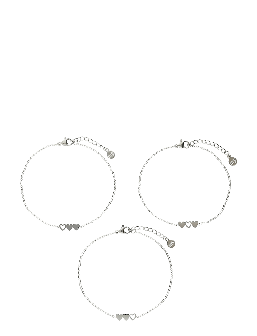 My Jewellery - Bracelet set 3 hearts - kædearmbånd - silver - 0
