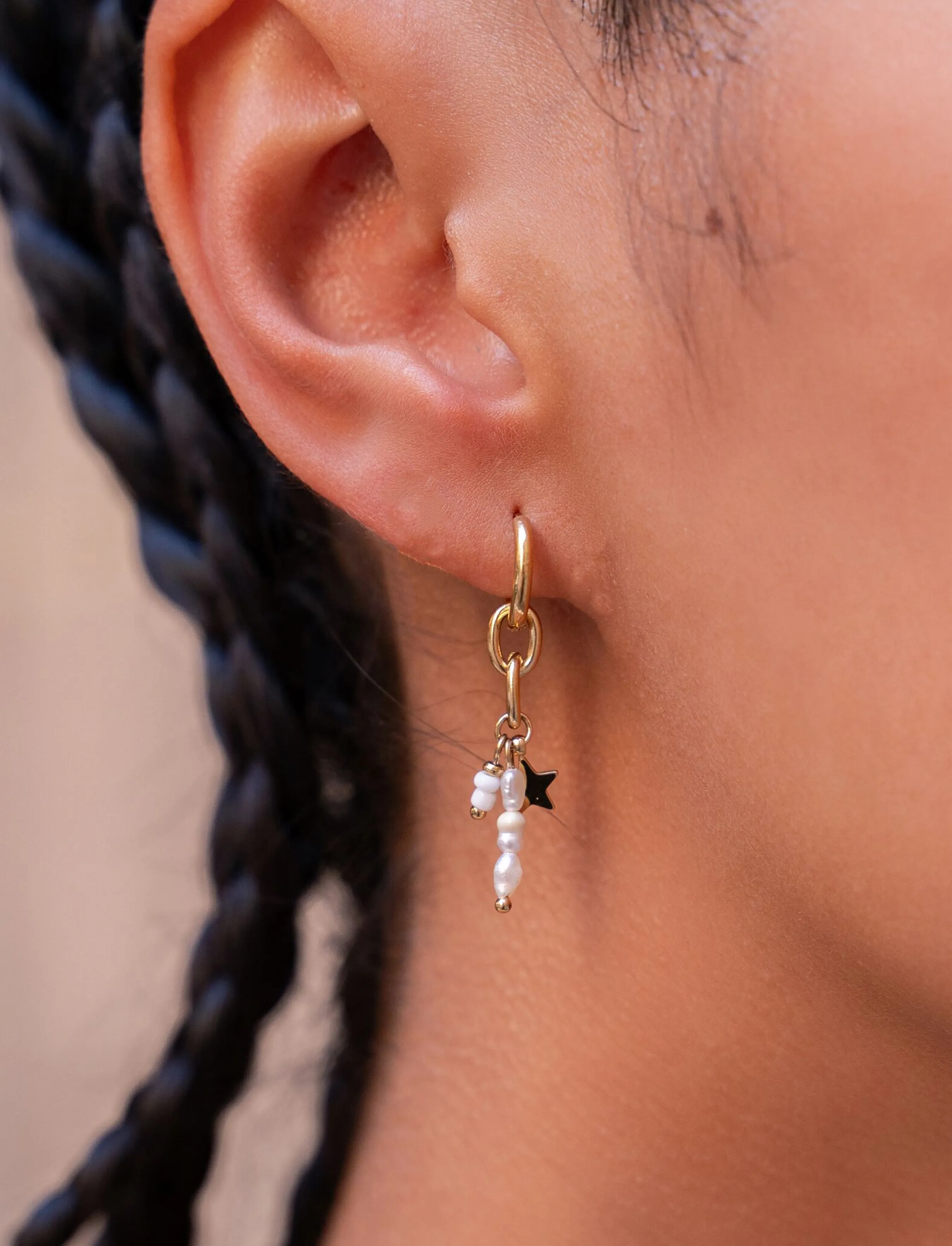 My Jewellery - Earrings star & three pearls - gold - 2