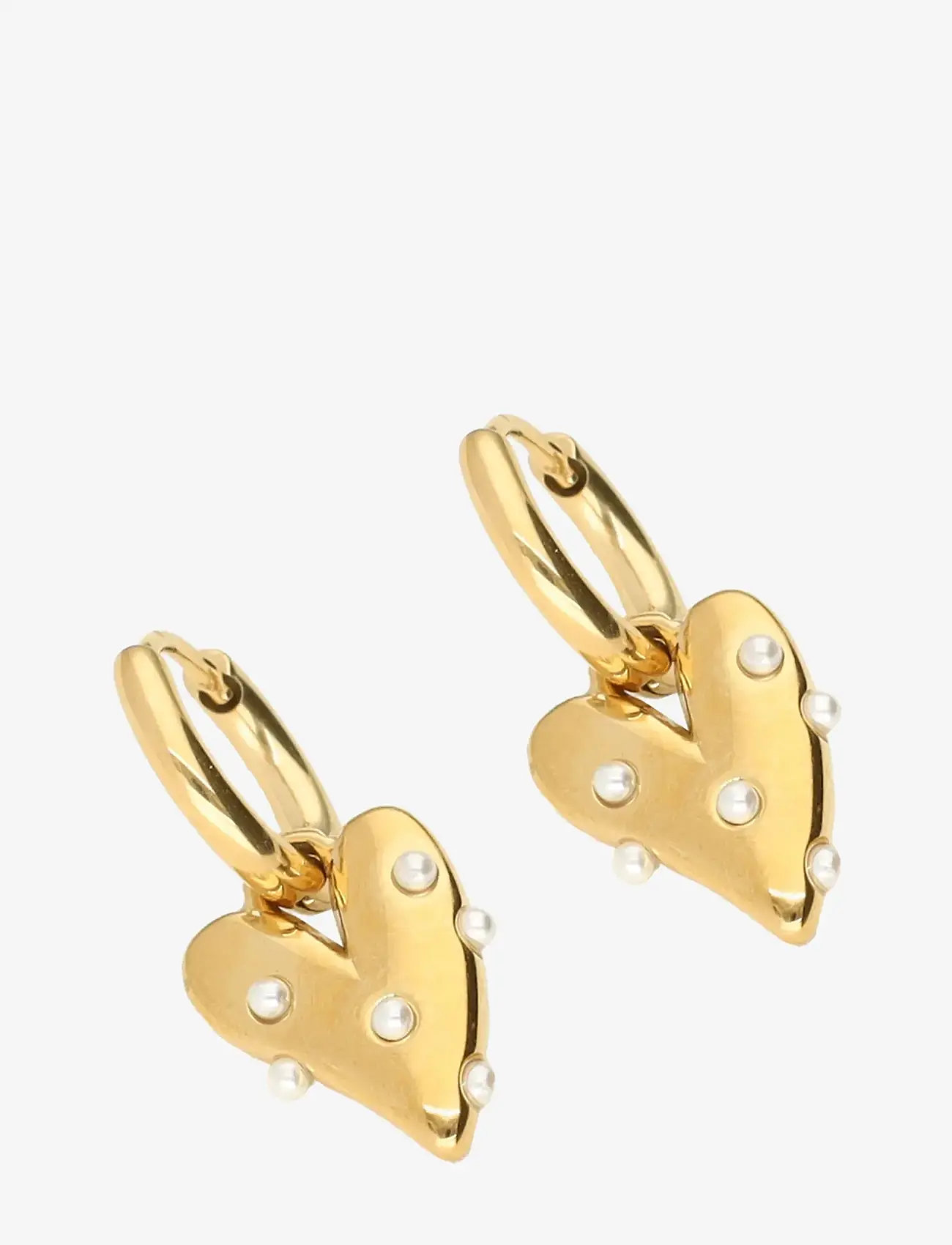 My Jewellery - Earrings heart with pearls - perleøreringe - gold - 3