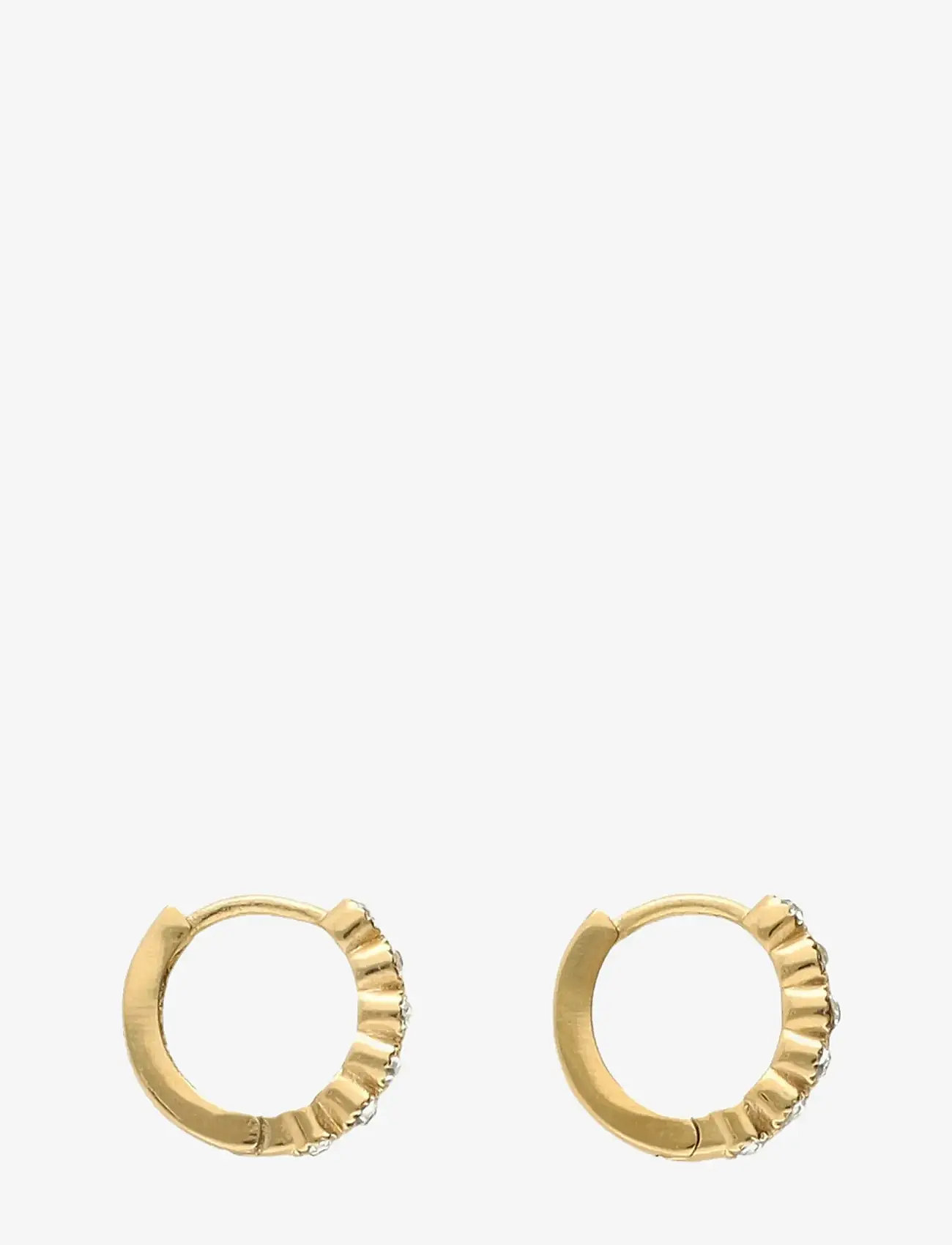 My Jewellery - Earring mini hoop rhinestone transparent - creoler & hoops - gold - 0