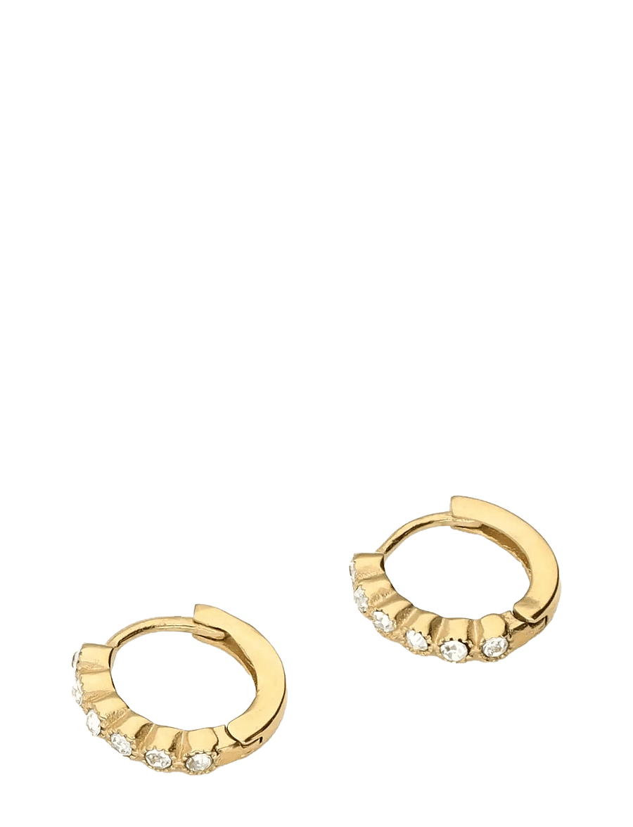 My Jewellery - Earring mini hoop rhinestone transparent - creoler & hoops - gold - 1