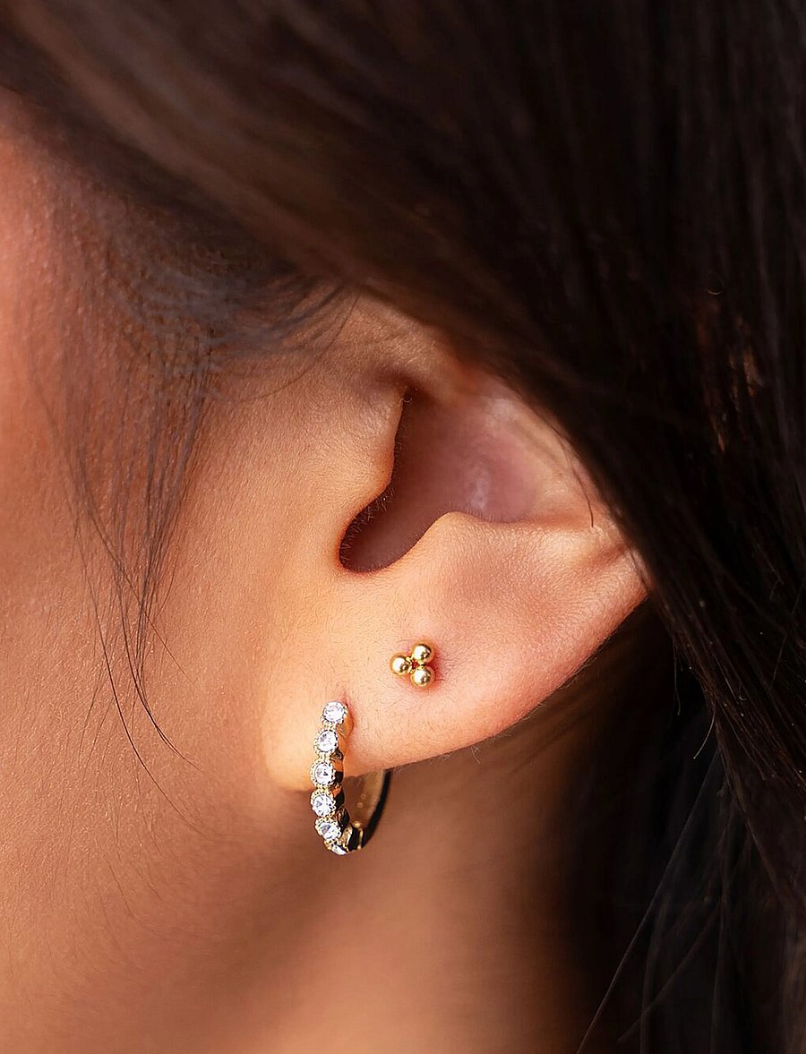 My Jewellery - Earring mini hoop rhinestone transparent - creoler & hoops - gold - 3
