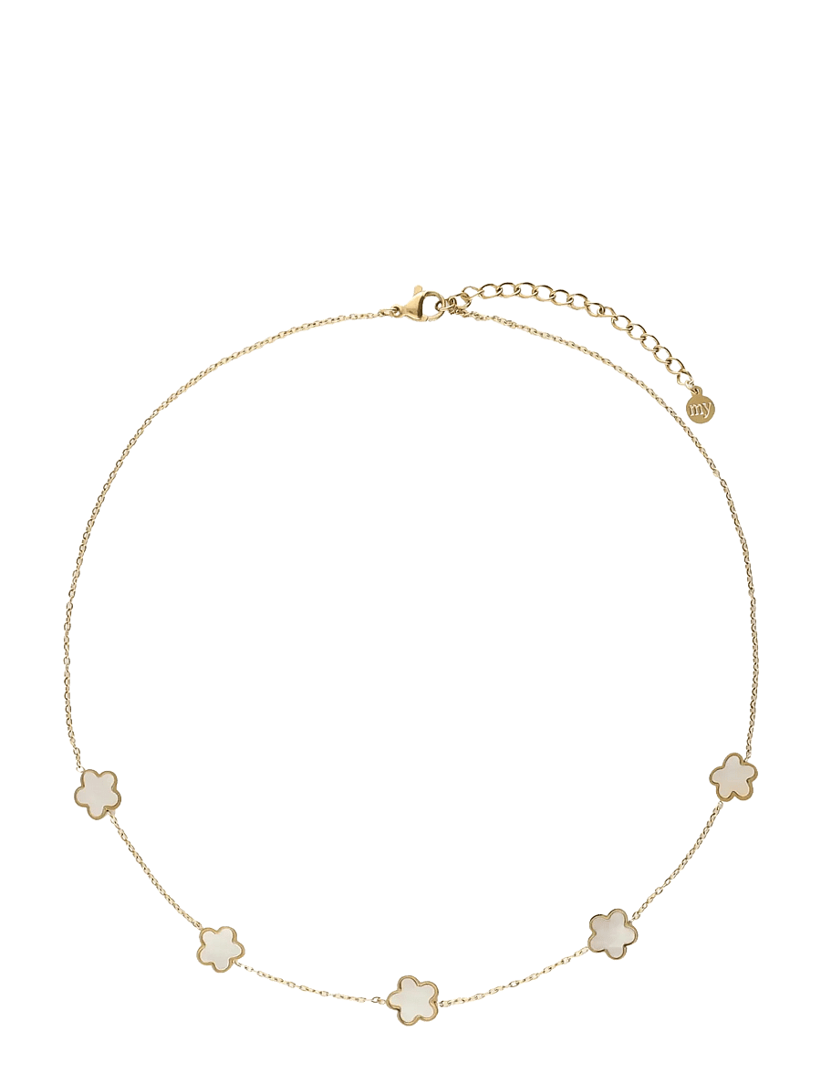 My Jewellery - Necklaces 5 flowers pearl - grandininiai karoliai - gold - 1