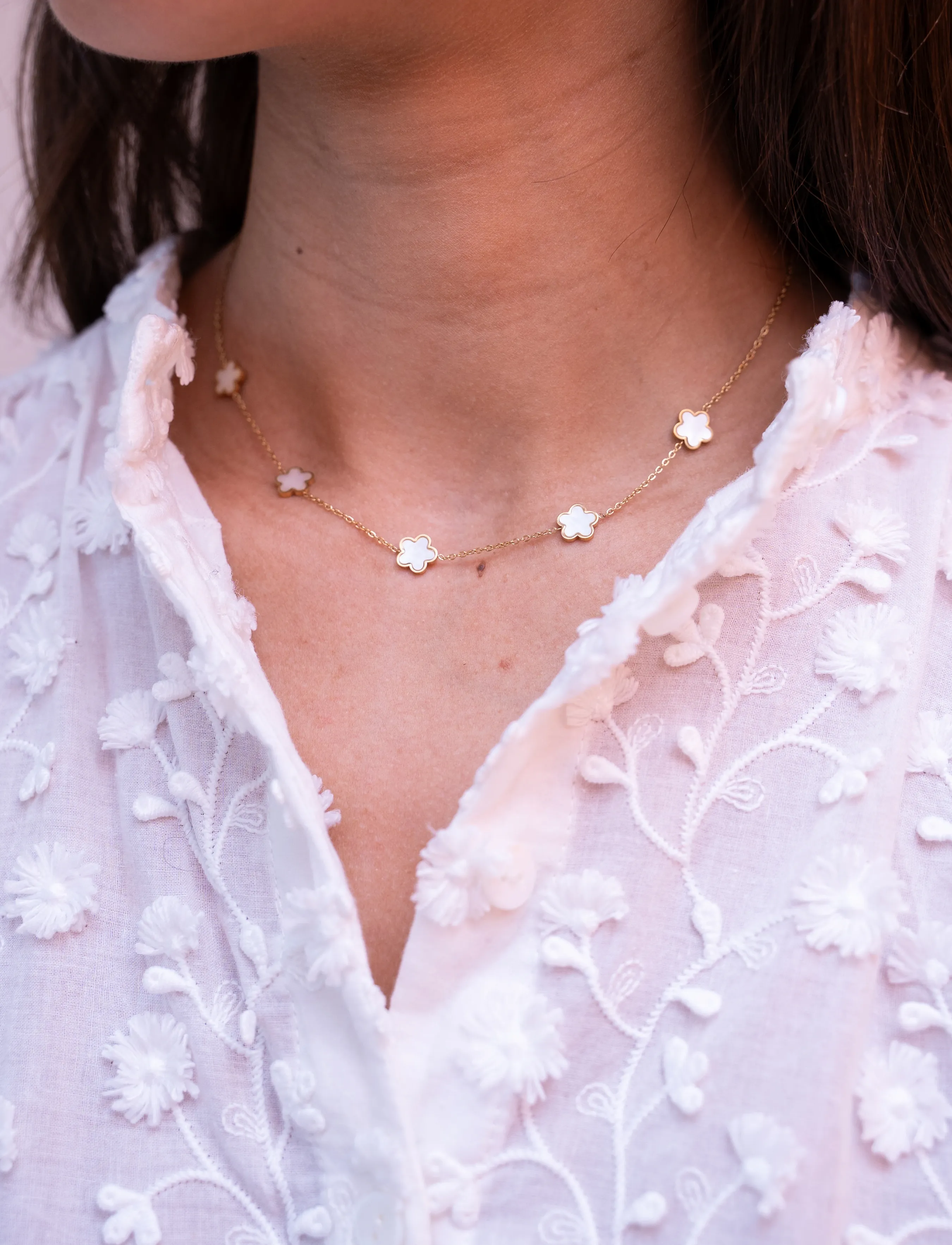 My Jewellery Necklaces 5 Flowers Pearl, One Size, Necklaces, Gold - Dainty Frauen