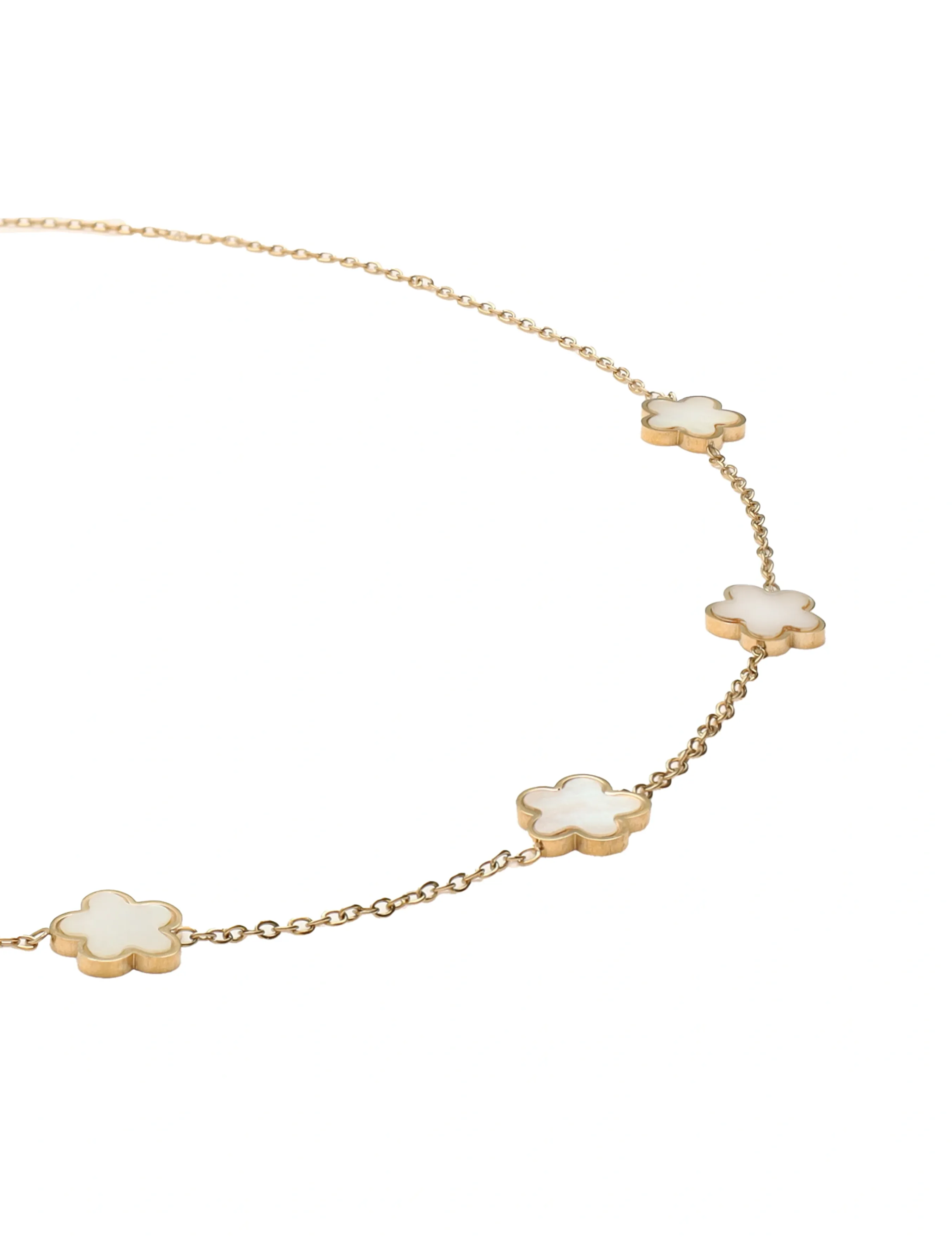 My Jewellery - Necklaces 5 flowers pearl - grandininiai karoliai - gold - 3