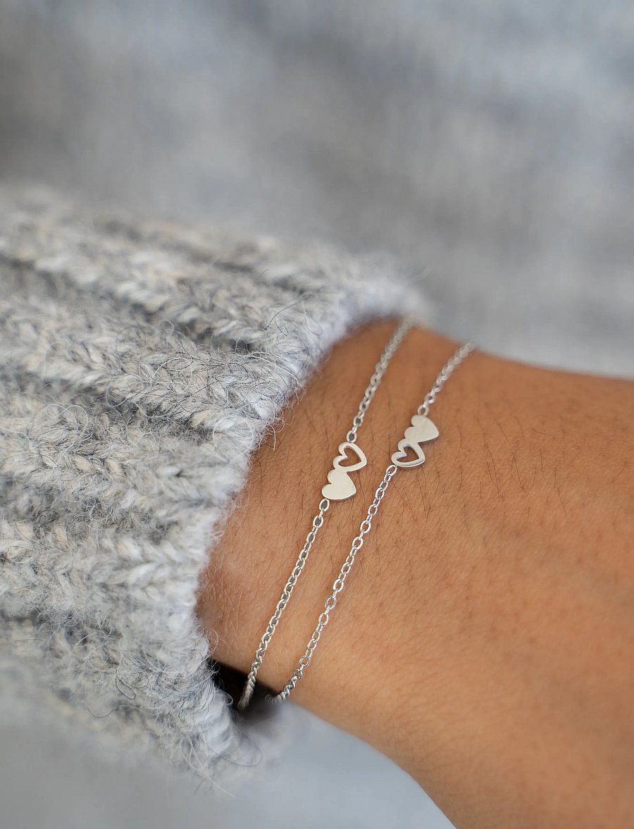My Jewellery - Bracelet besties 2 hearts - lenkearmbånd - silver - 0