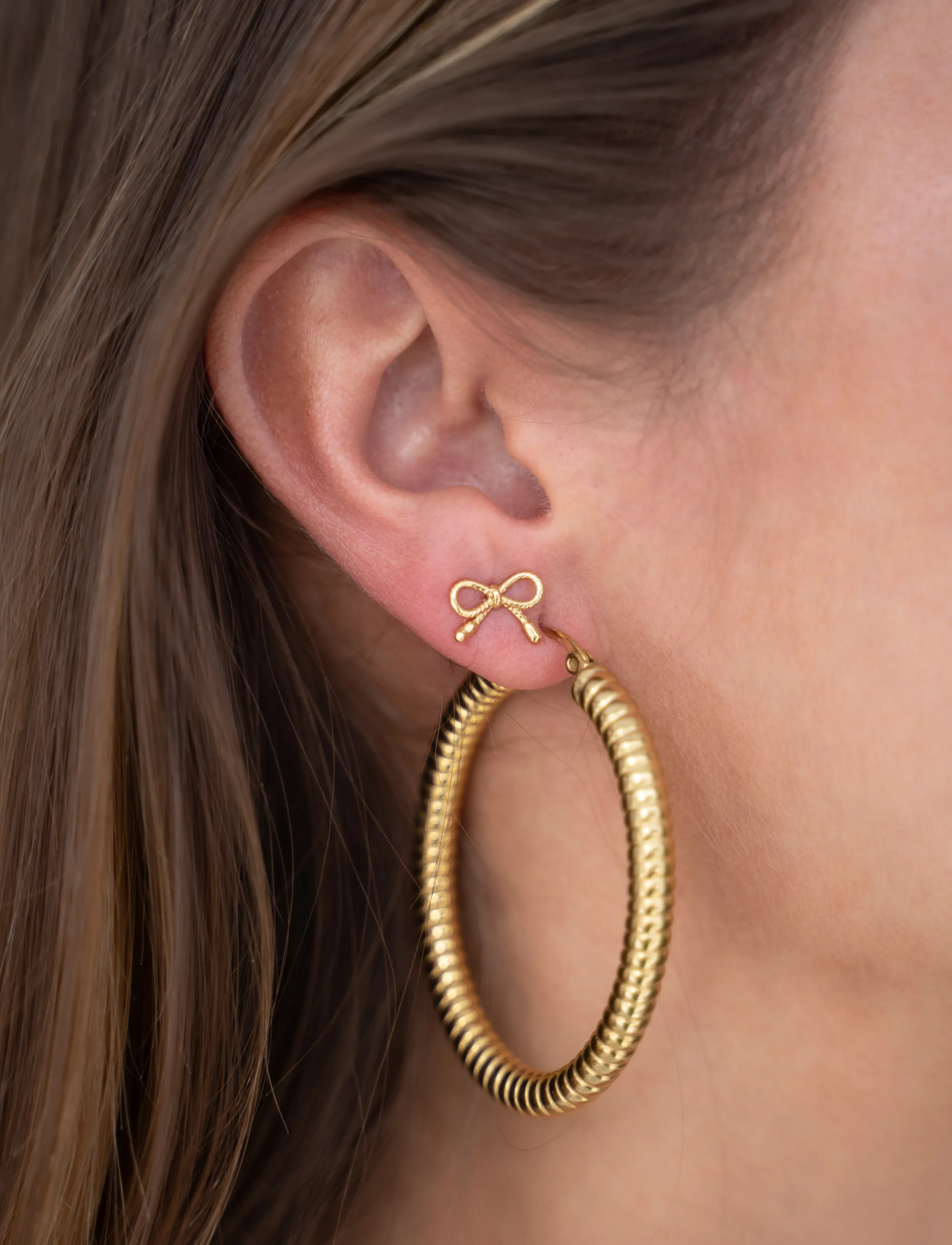 My Jewellery Earstuds Bow Mini, One Size, Earrings, Gold - Studs, Frauen