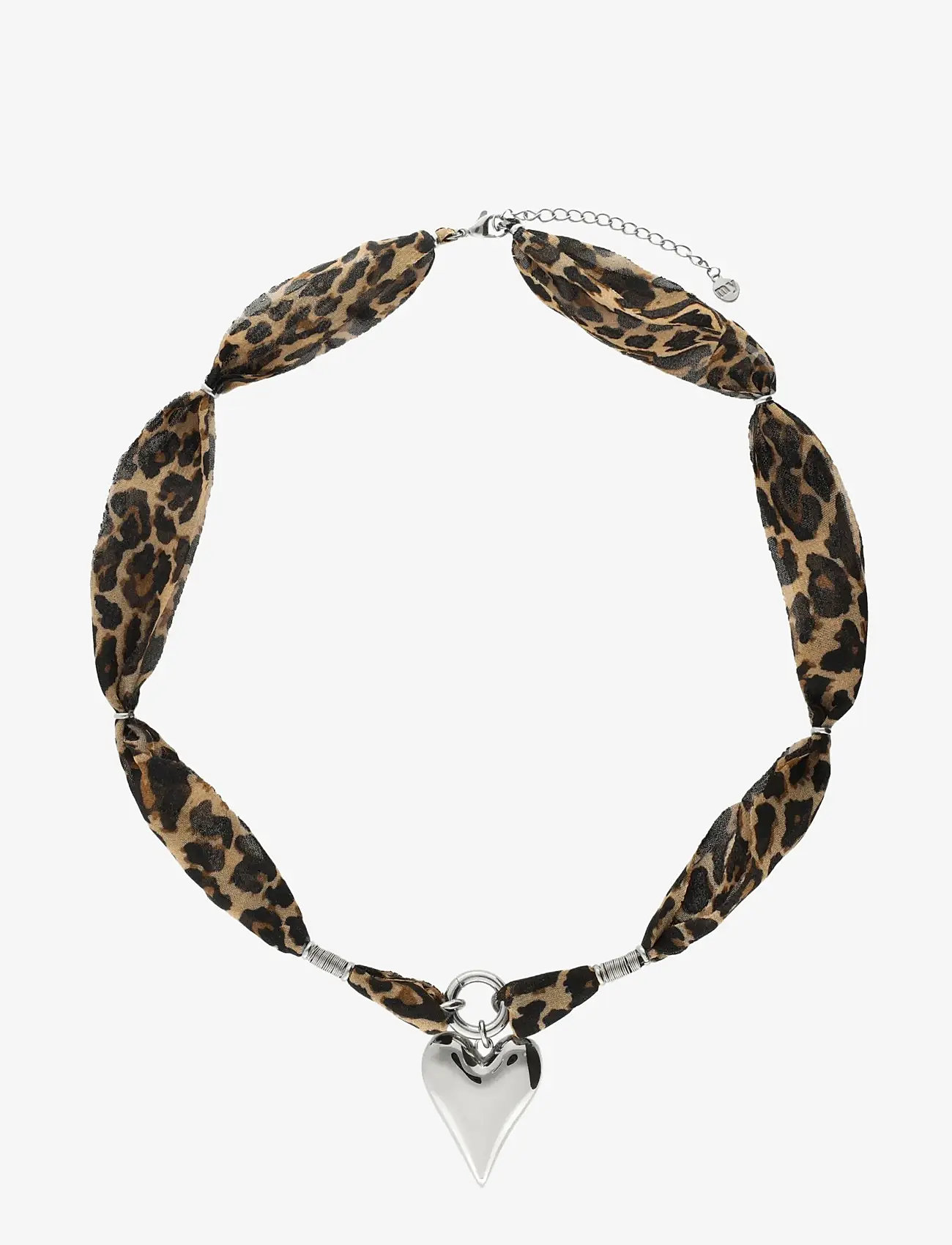 My Jewellery - Necklace leopard cord heart - statementhalsband - silver - 1