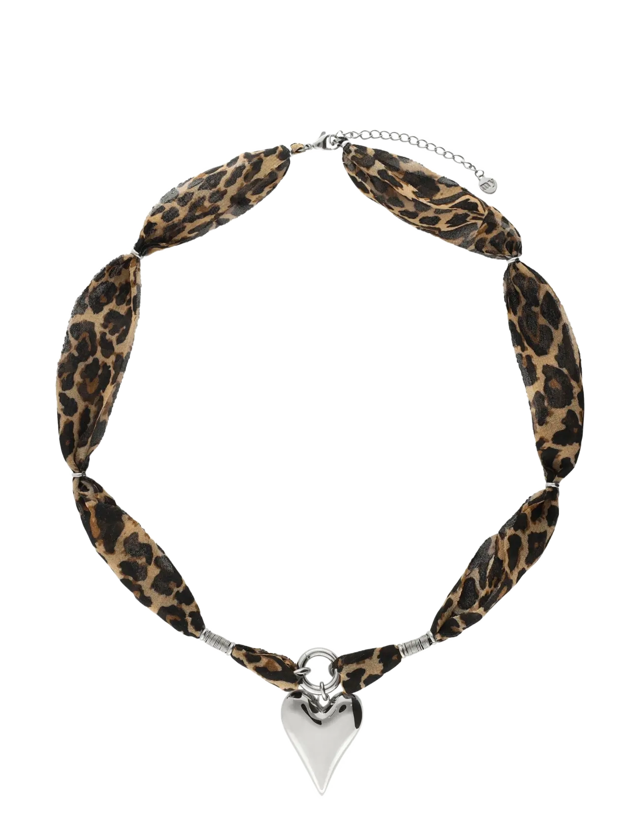 My Jewellery Necklace leopard cord heart - Söfn - SILVER / silver